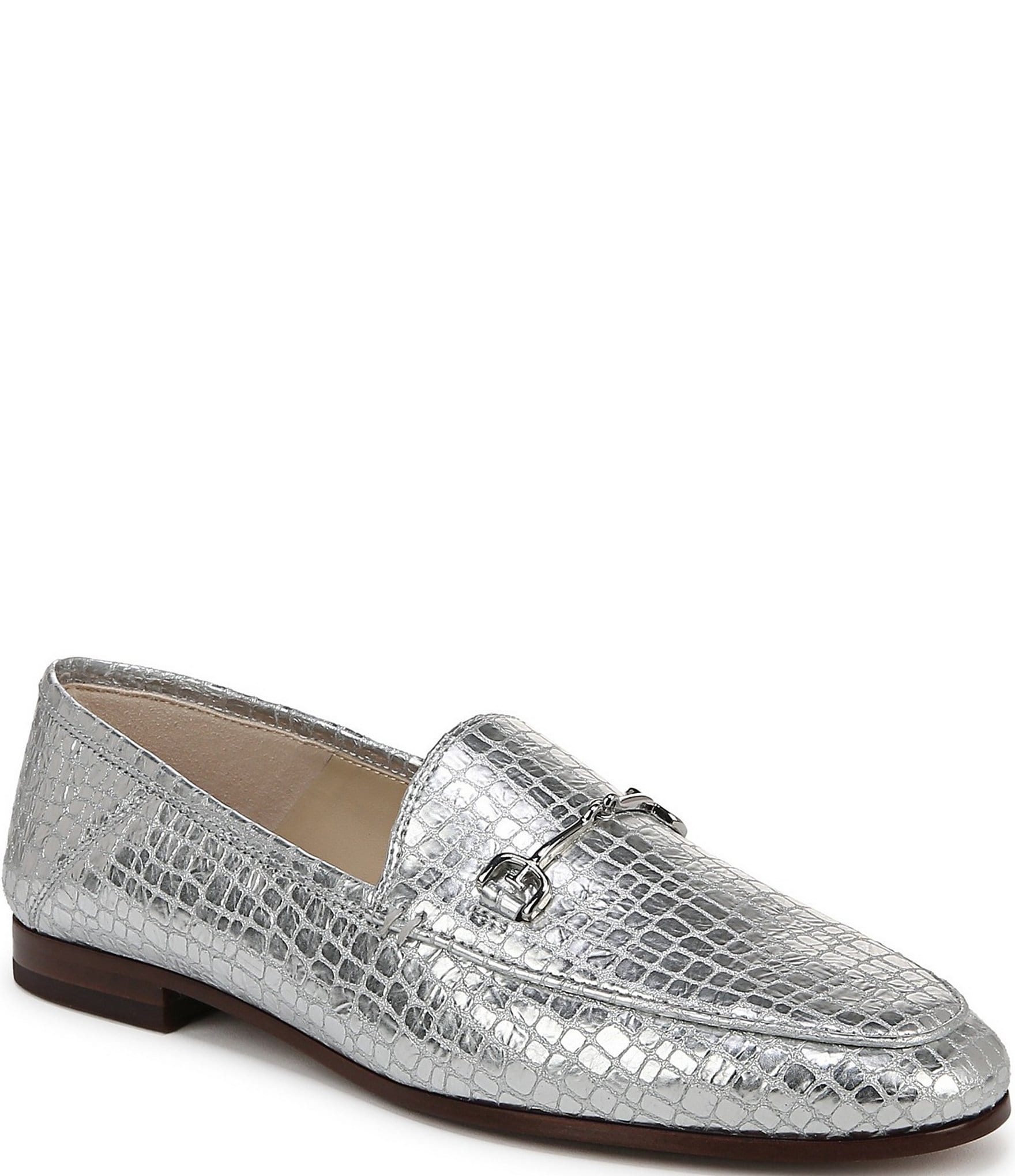Sam Edelman Loraine Metallic Crocodile Embossed Leather Bit