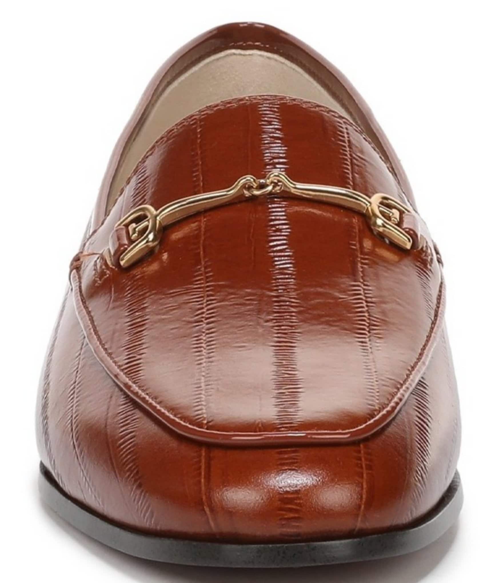Sam Edelman Loraine Polished Eel Print Leather Bit Buckle Loafers