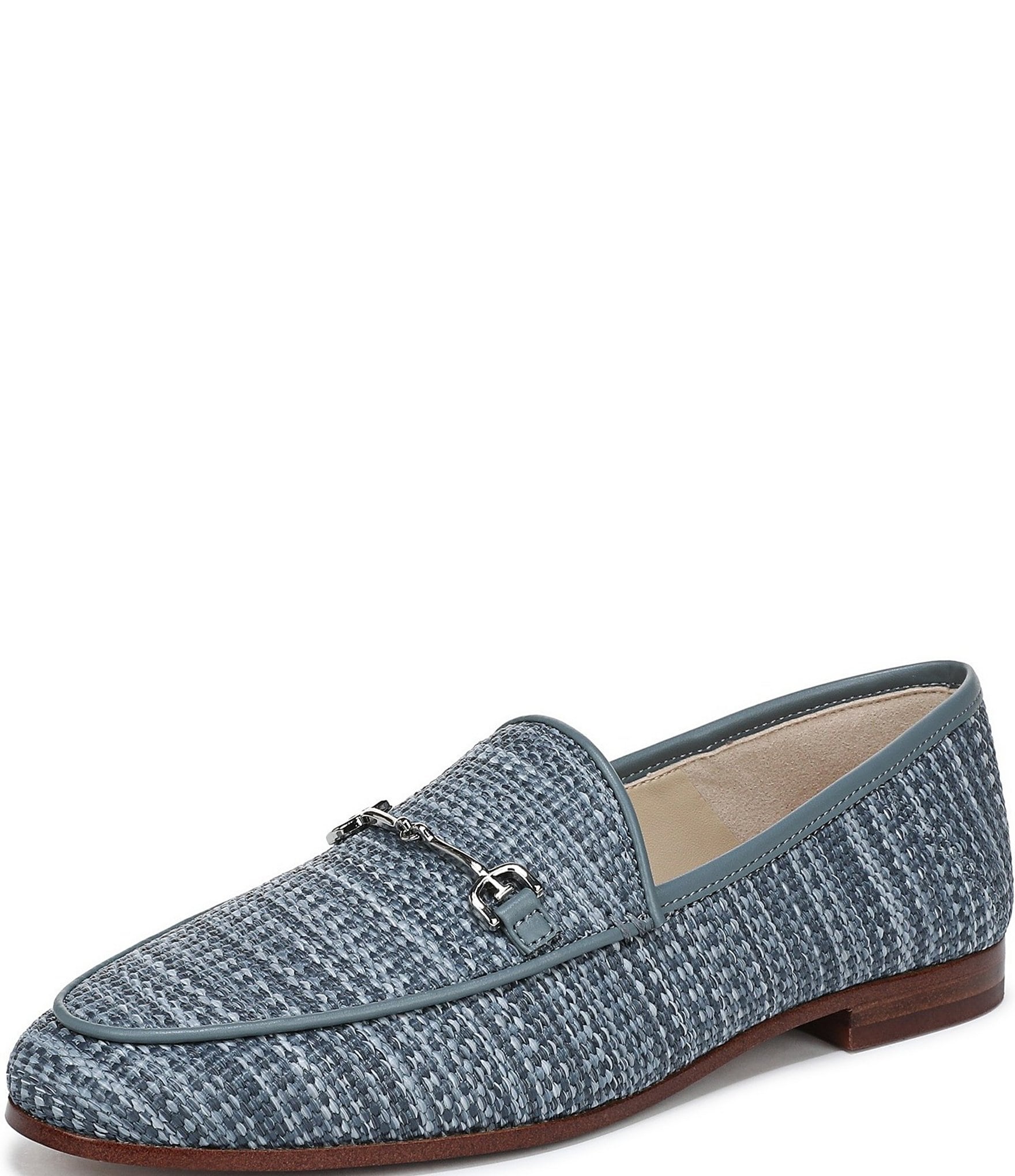 Sam Edelman Loraine Striped Raffia Bit Buckle Loafers