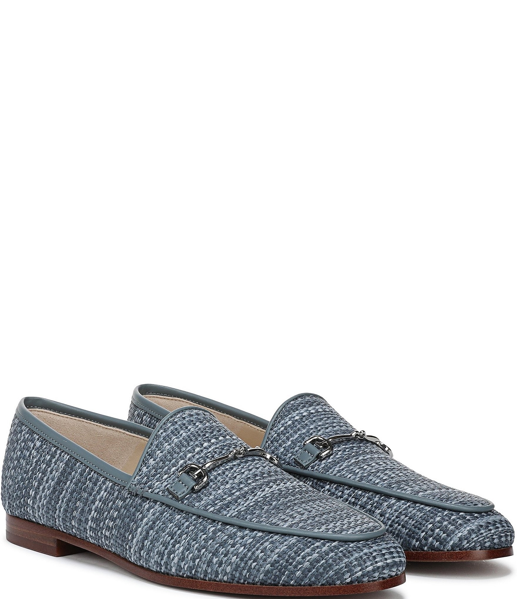 Sam Edelman Loraine Striped Raffia Bit Buckle Loafers