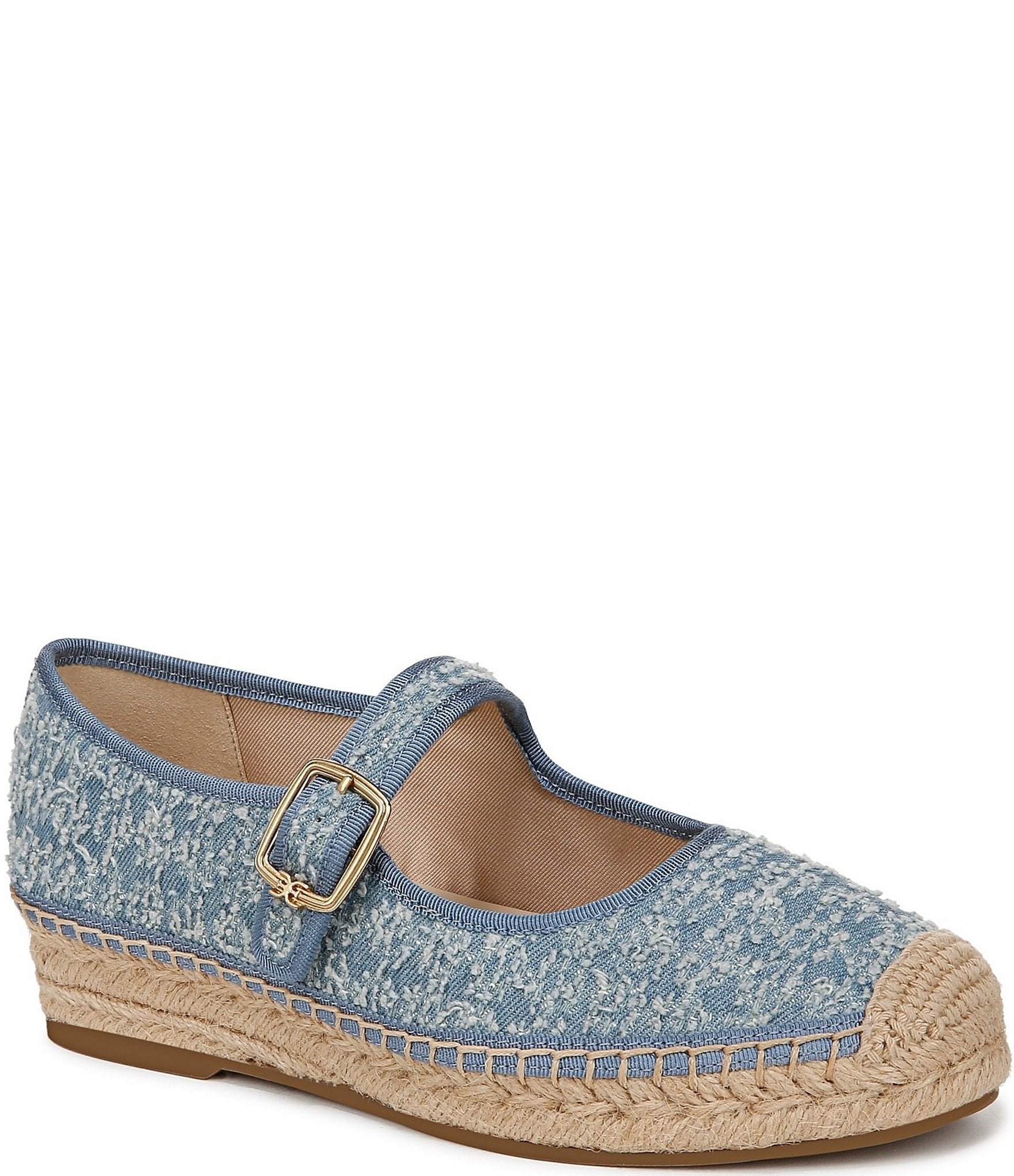 Sam Edelman Mackie Distressed Denim Mary Jane Platform Espadrille Flats |  Dillard's