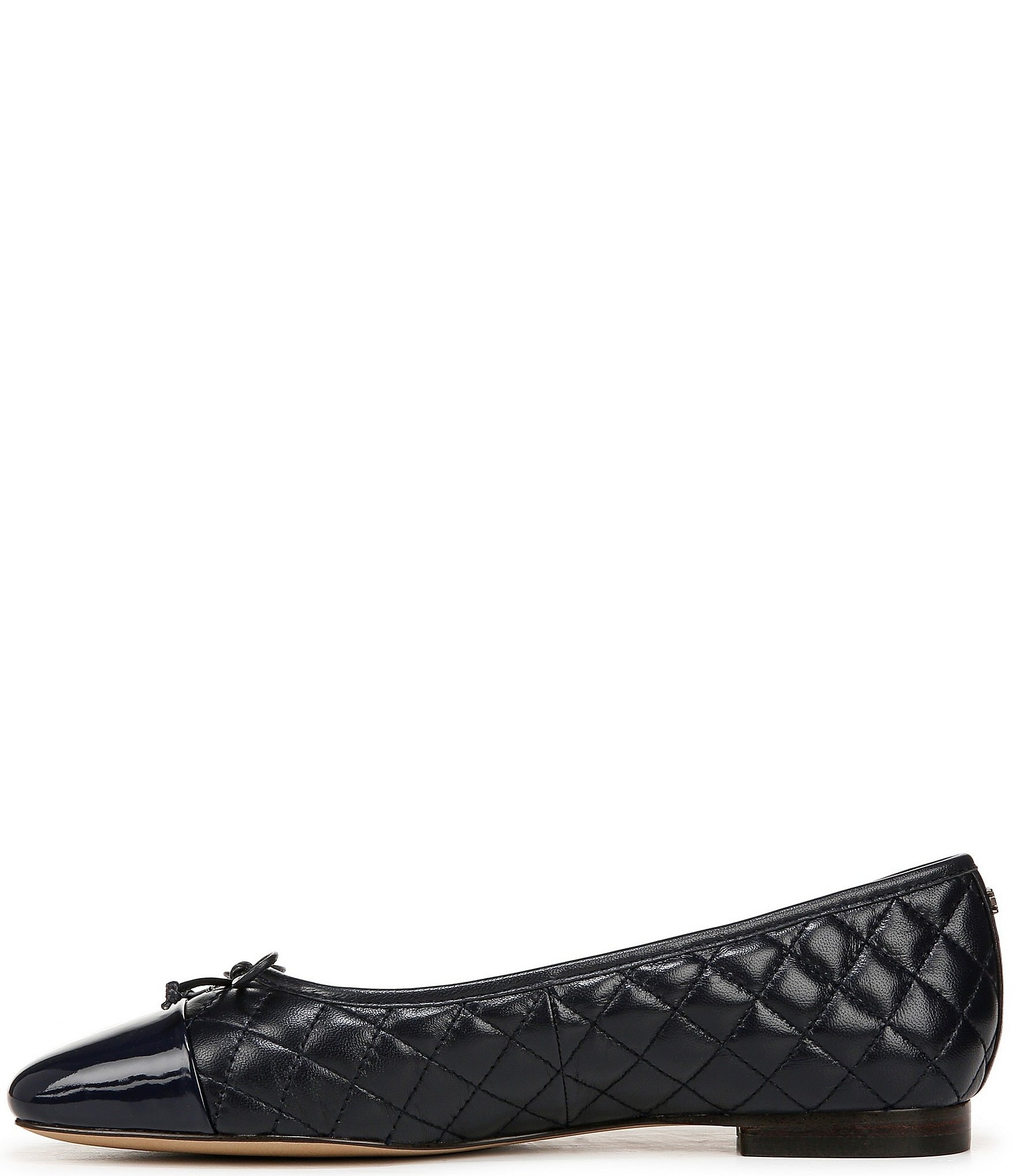 Sam Edelman Marilyn Quilted Leather Cap Toe Bow Detail Ballet Flats