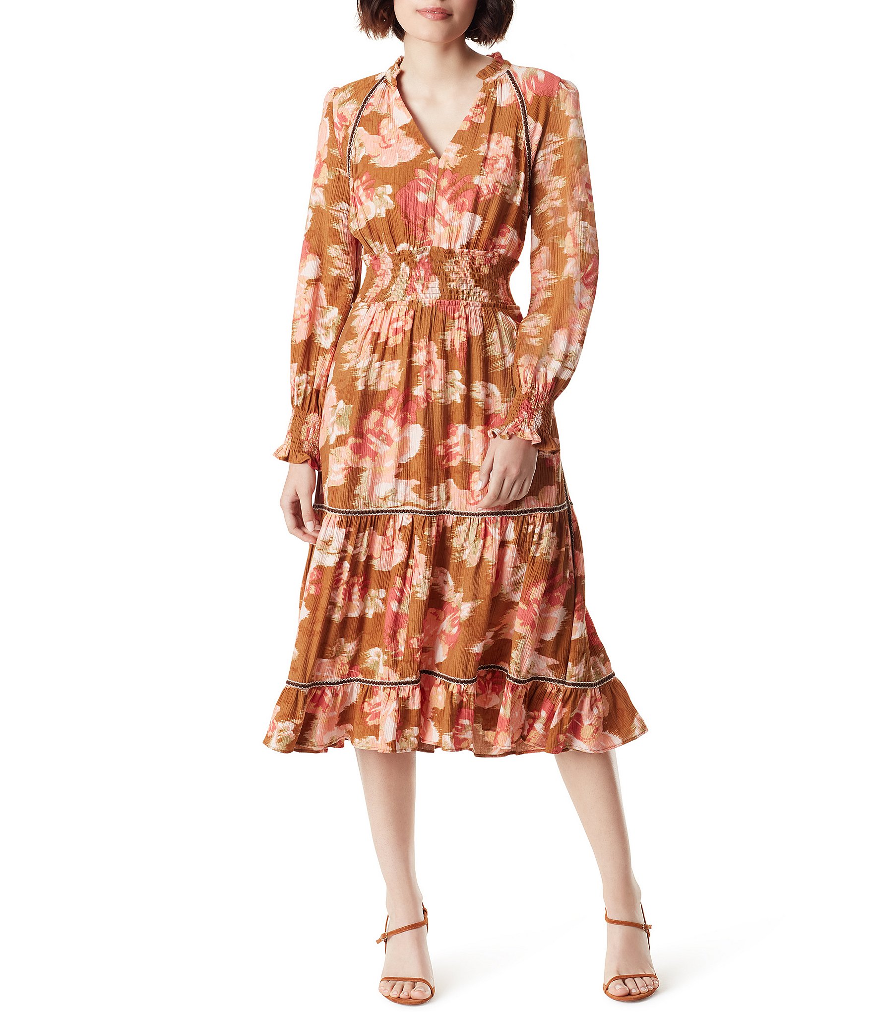 Sam Edelman Maya Floral Print Long Sleeve Smocked Dress | Dillard's