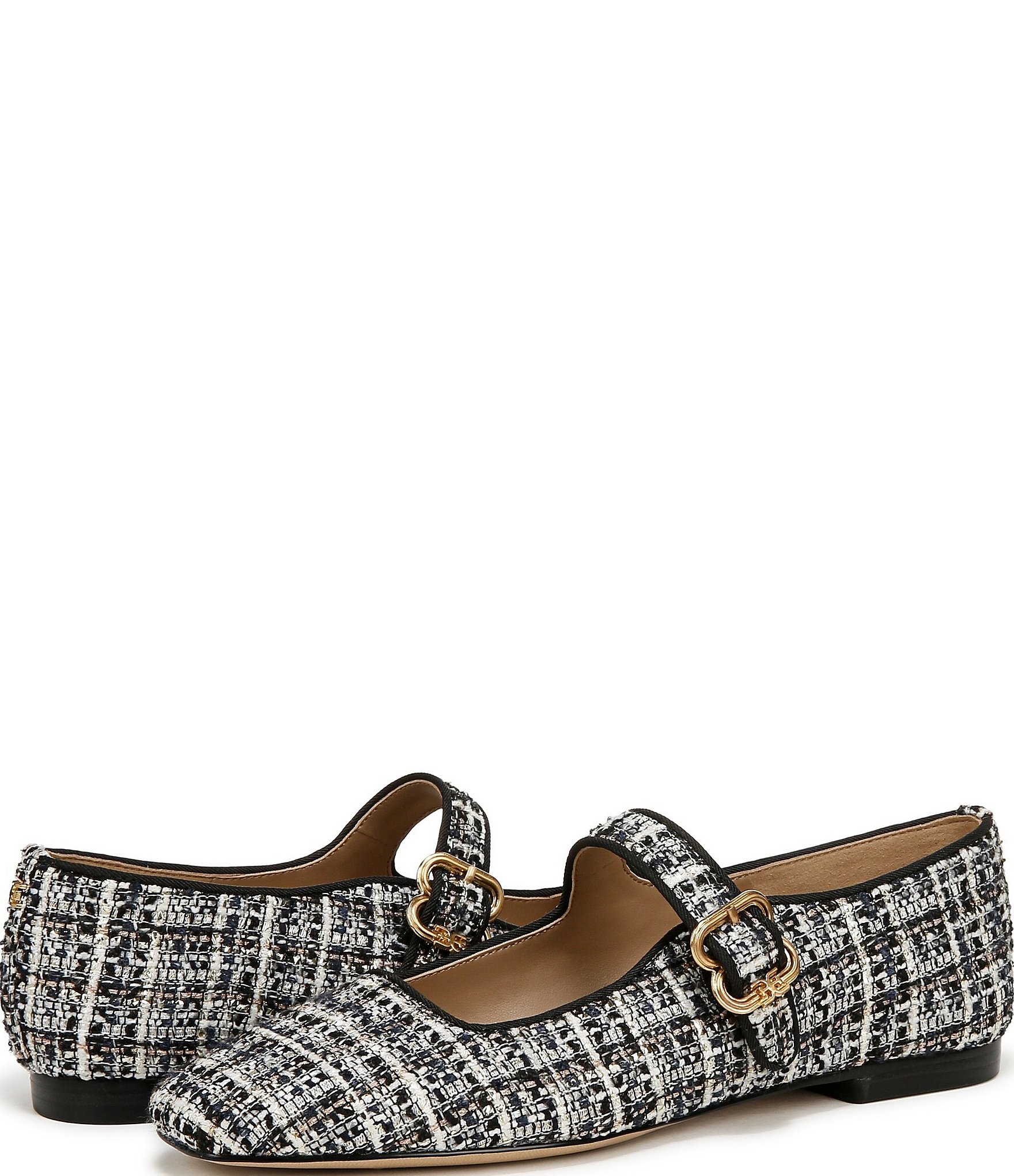 Sam Edelman Michaela Boucle Plaid Fabric Mary Jane Flats