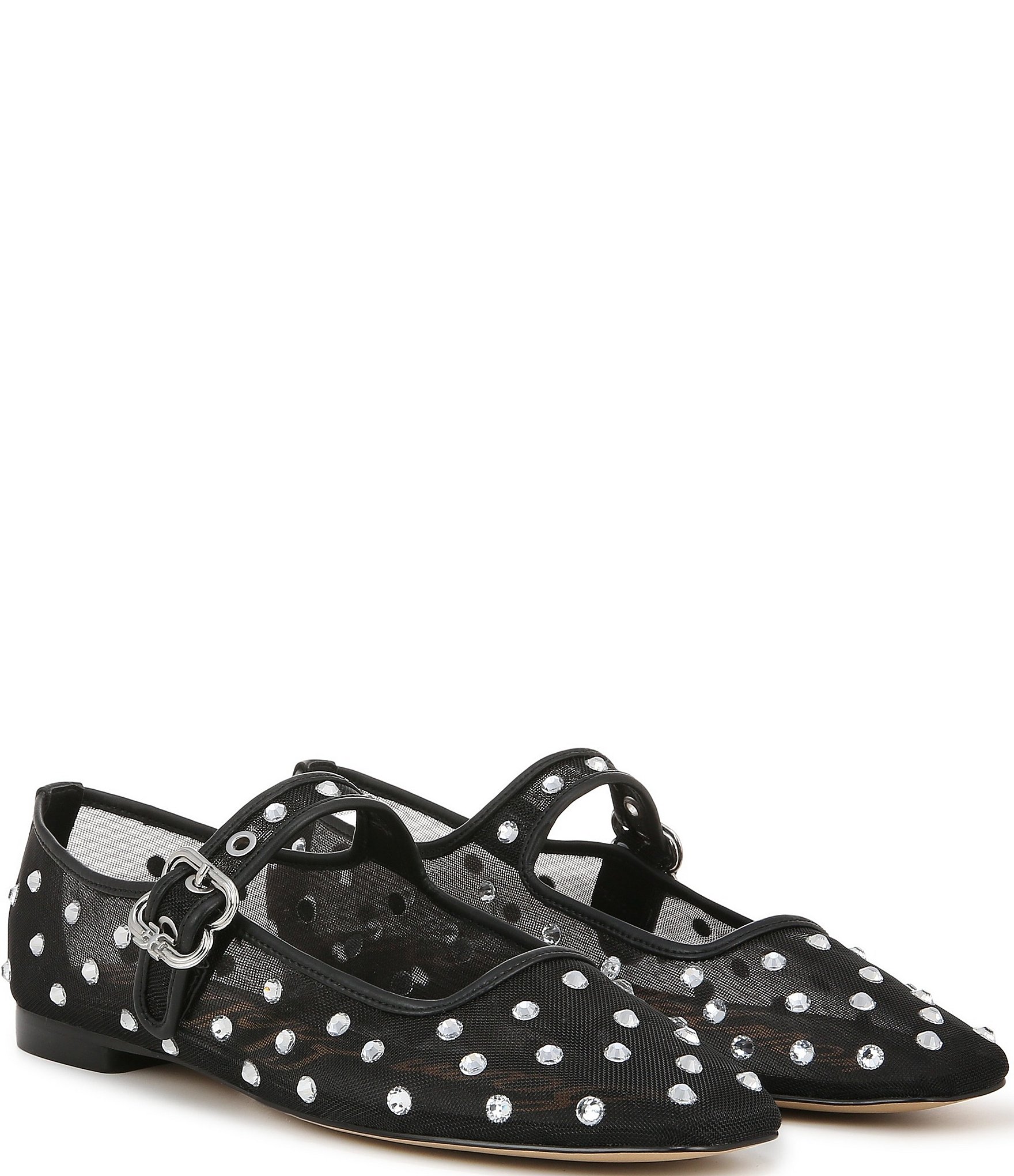 Sam Edelman Michaela Shine Mesh Gem Embellished Mary Jane Flats