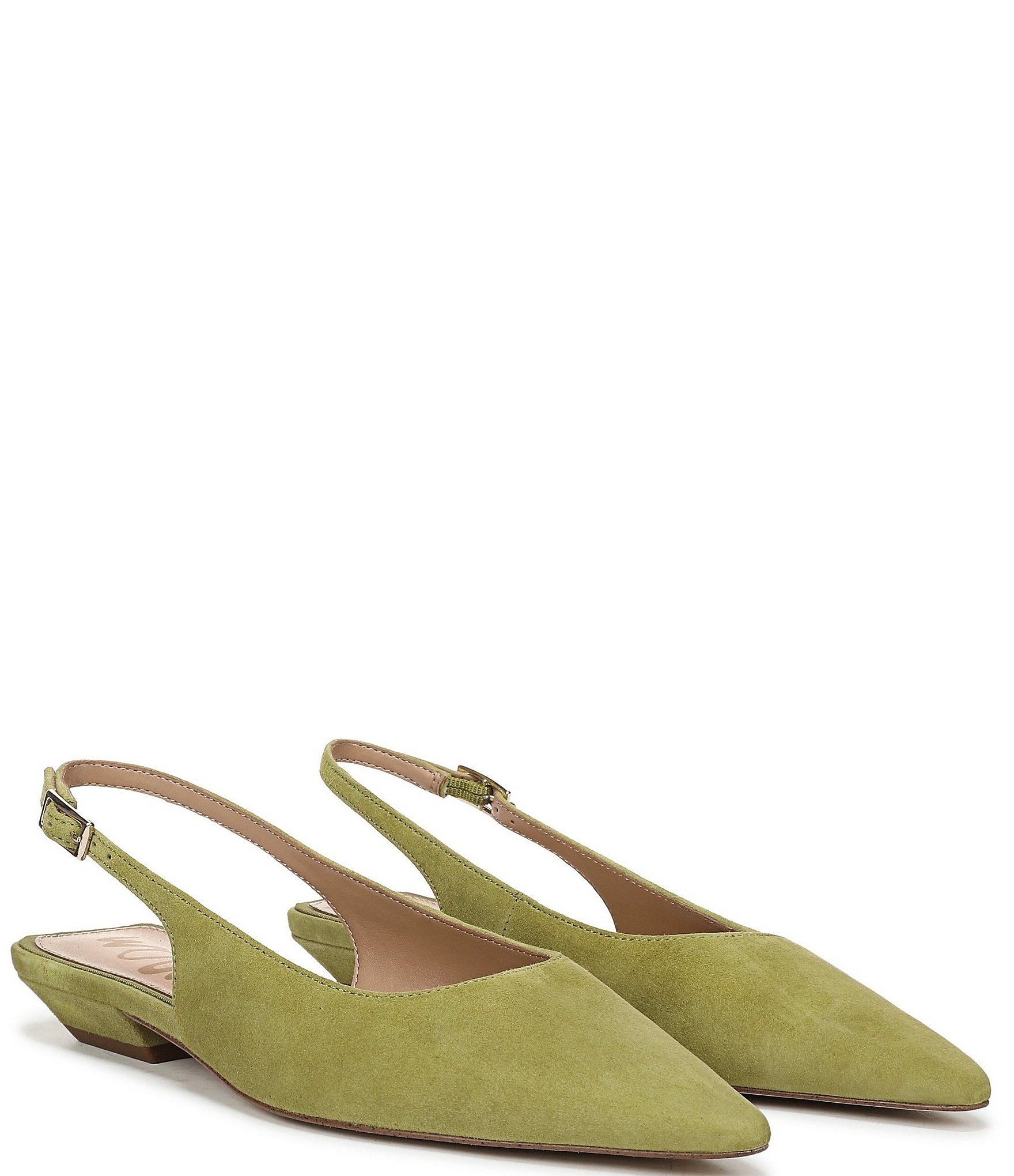 Sam Edelman Netty Suede Pointed Toe Kitten Heel Slingback Flats