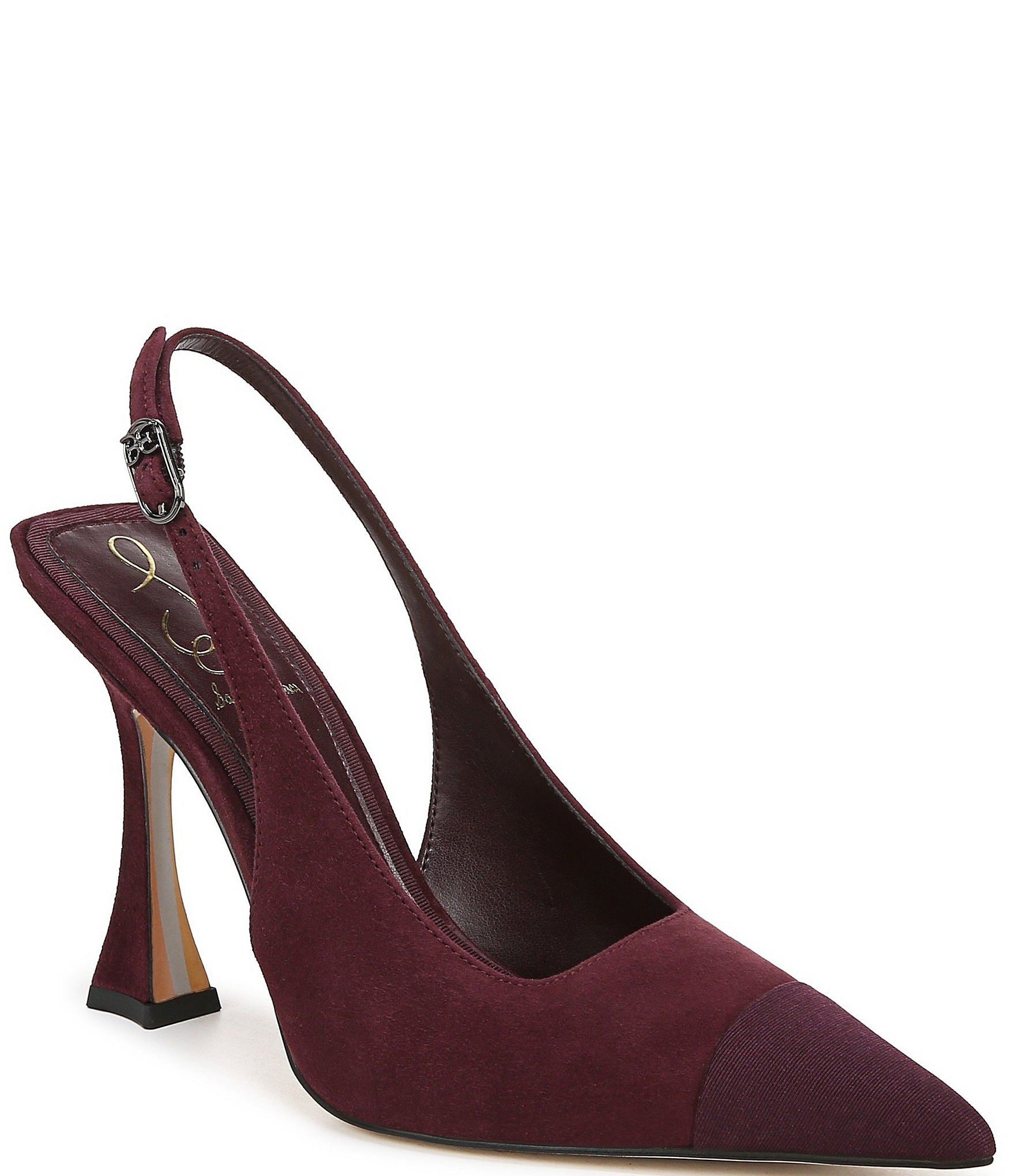 Sam Edelman Odette Suede and Fabric Cap Toe Slingback Pumps | Dillard's