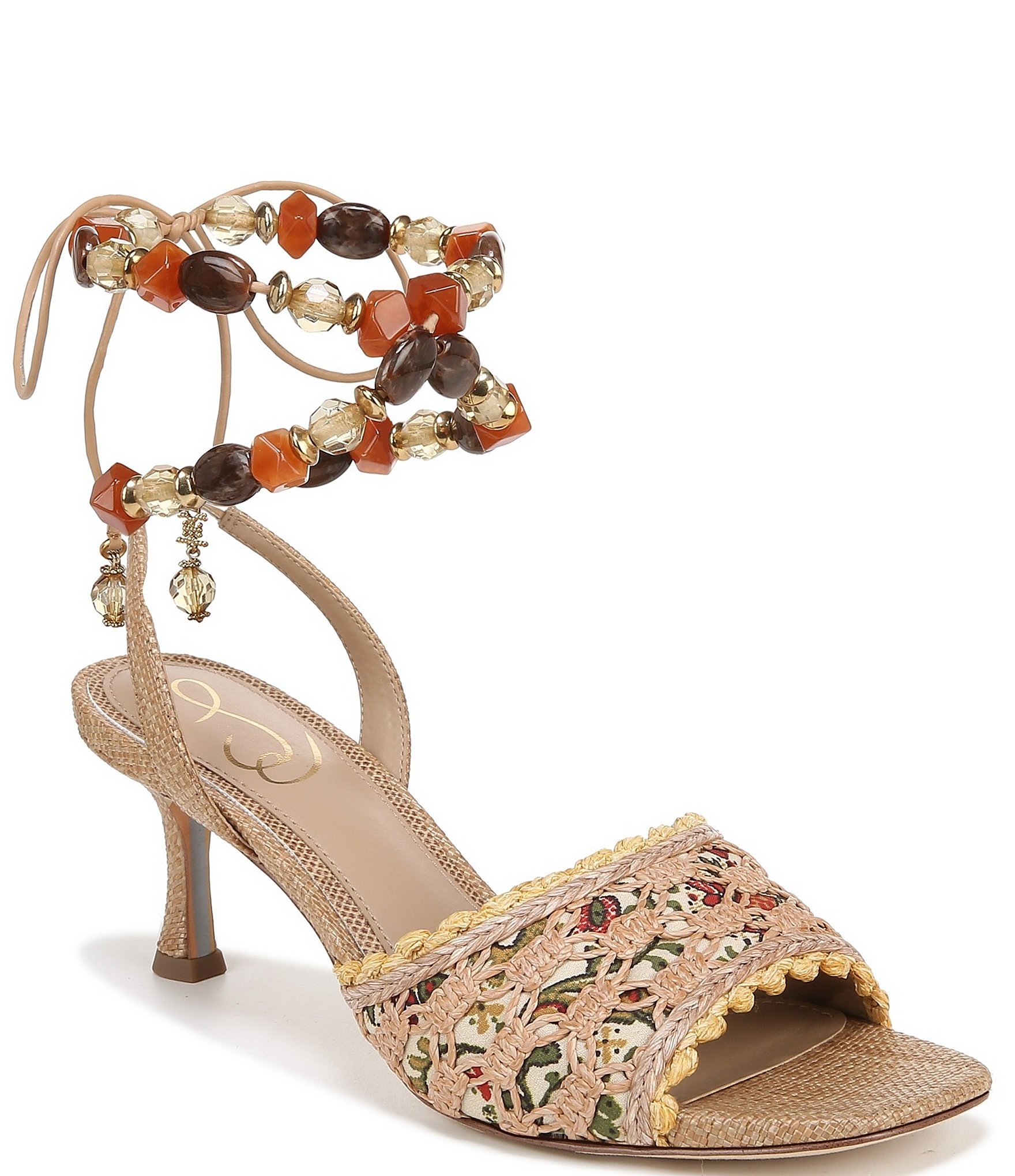 Sam Edelman Pamela Raffia Beaded Ankle Wrap Dress Sandals Dillard s