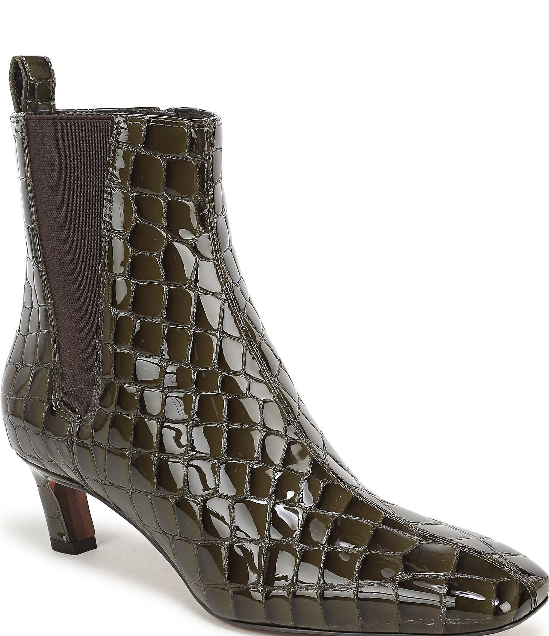 Sam Edelman Peony Crocodile Embossed Patent Leather Chelsea Dress Booties