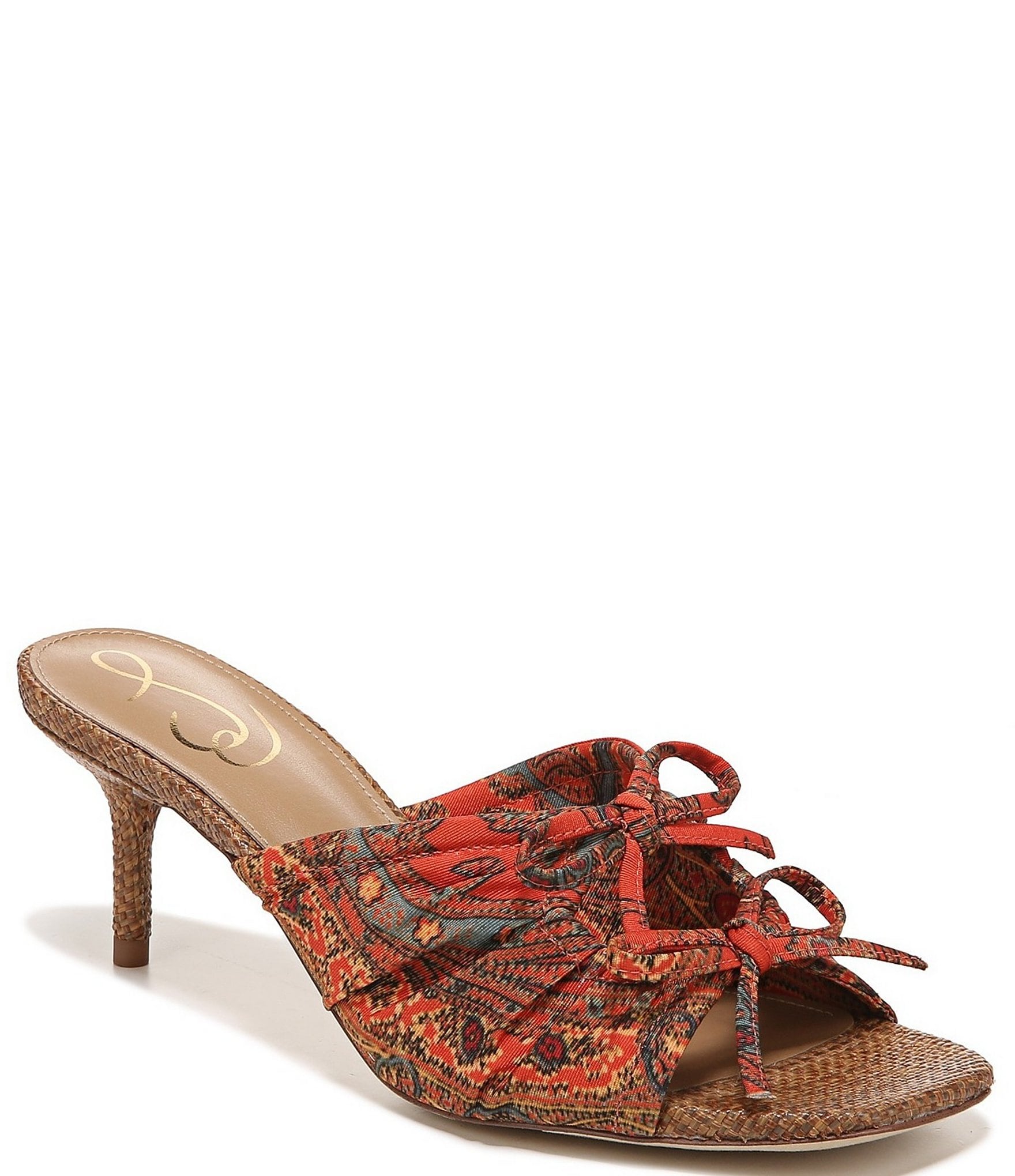 Sam Edelman Pia Paisley Bow Detail Slide Sandals | Dillard's
