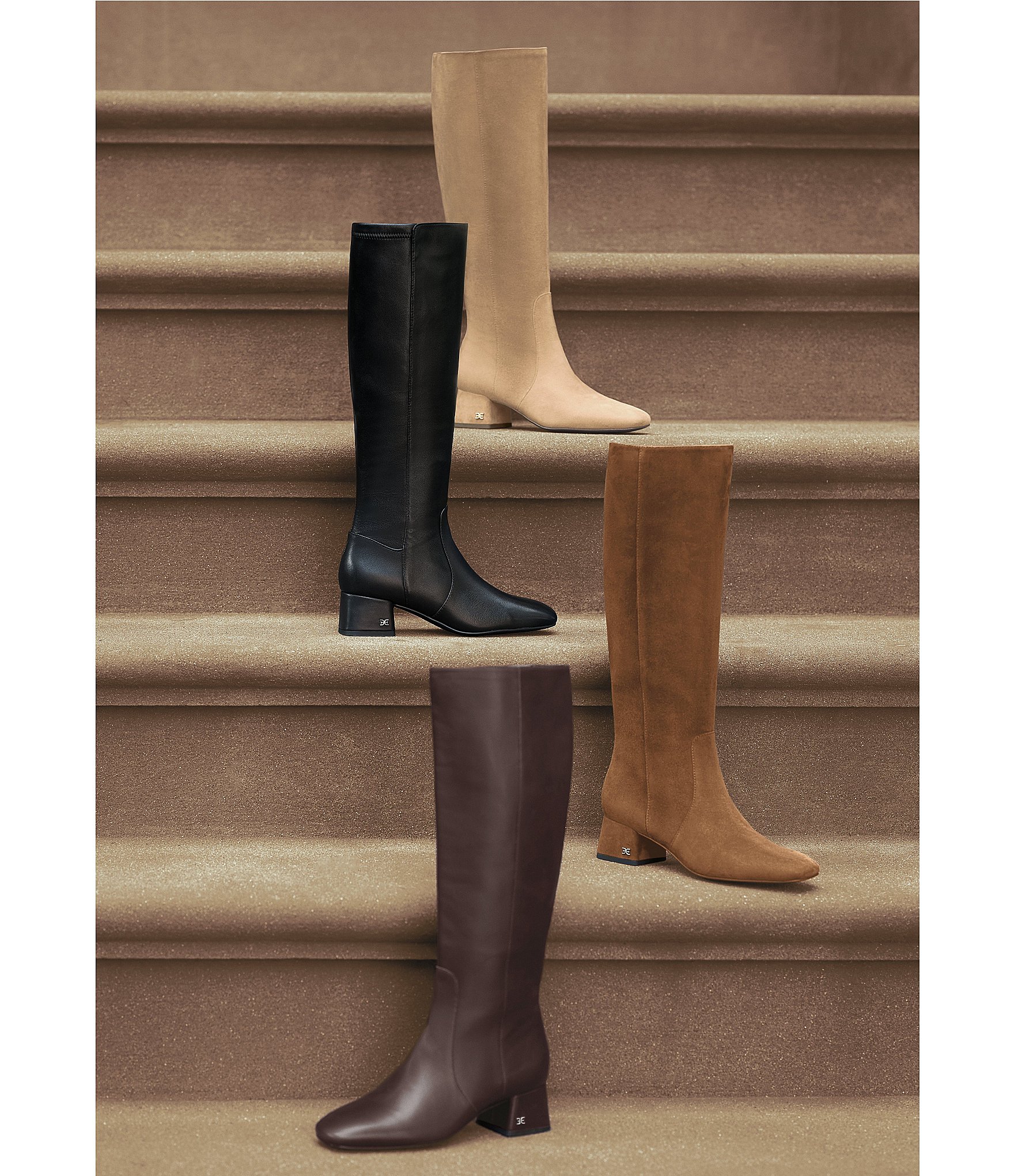 Sam Edelman Porter Leather Square Toe Tall Dress Boots