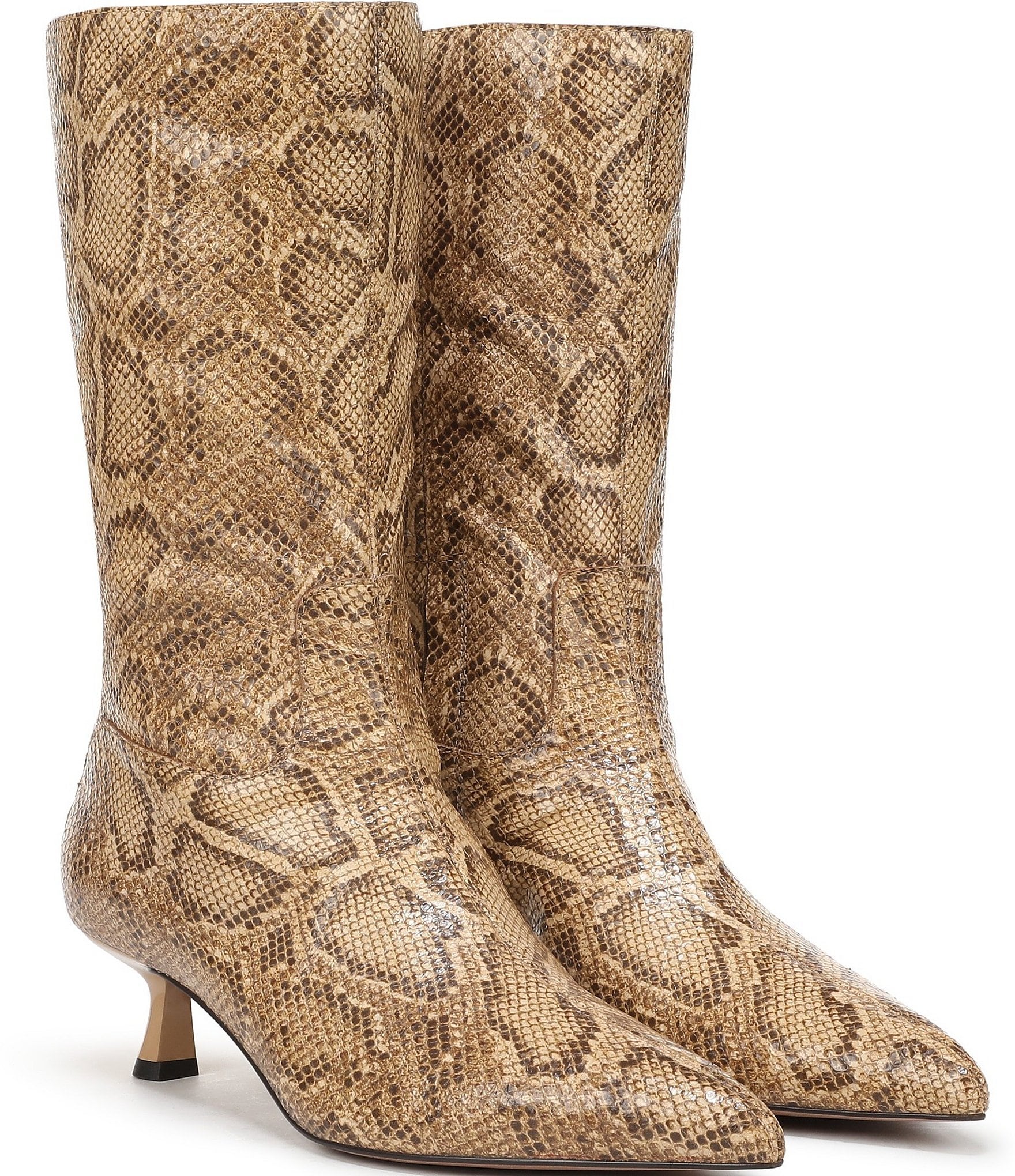 Sam Edelman Ramona Python Snake Print Leather Mid Dress Boots