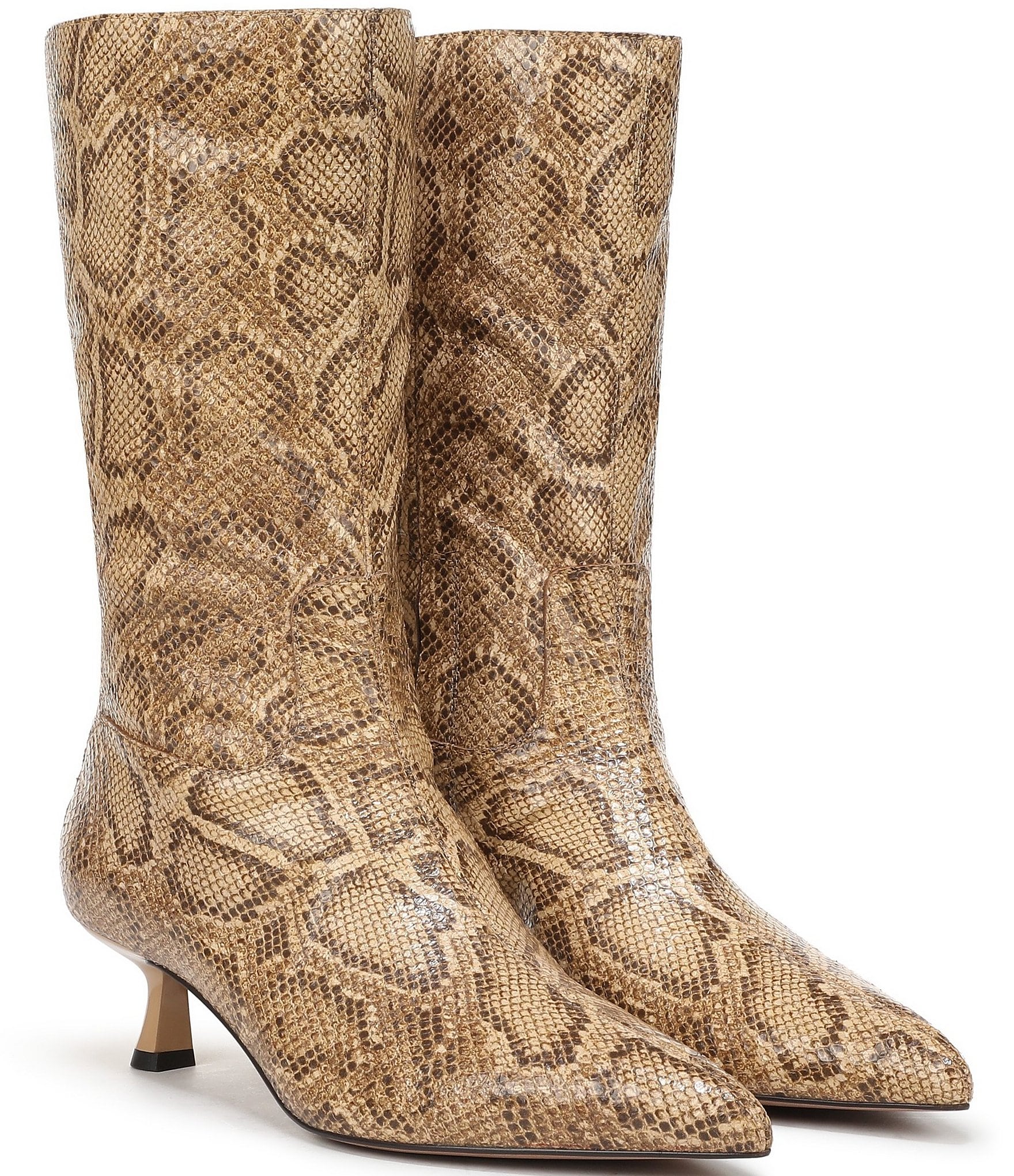 Sam Edelman Ramona Python Snake Print Leather Mid Dress Boots