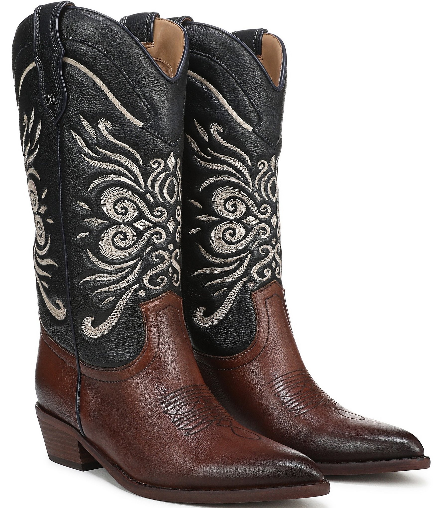 Sam Edelman Robbie Leather Mid Calf Western Boots
