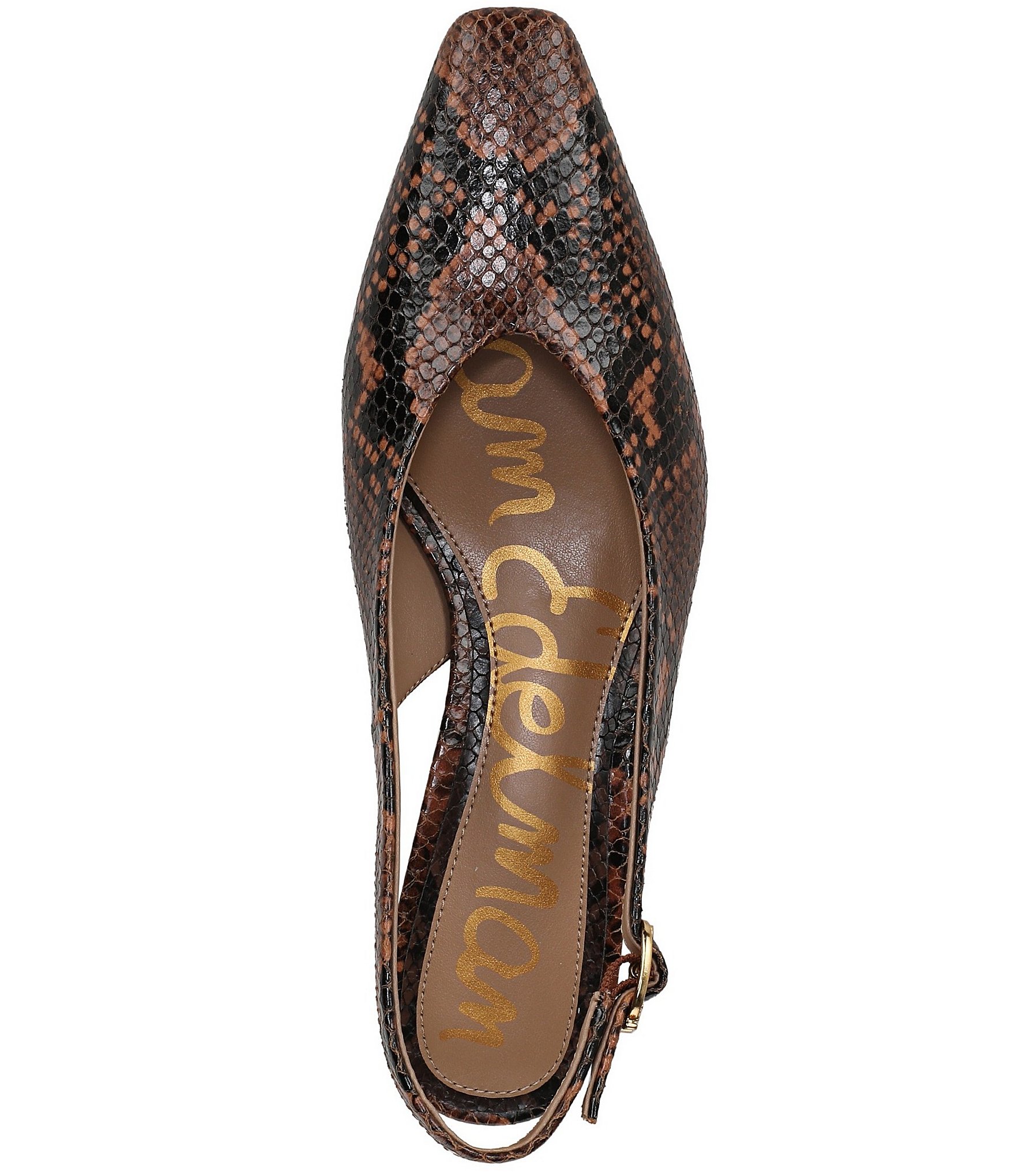 Sam Edelman Ronnie Snake Print Leather Block Heel Square Toe Slingback Pumps