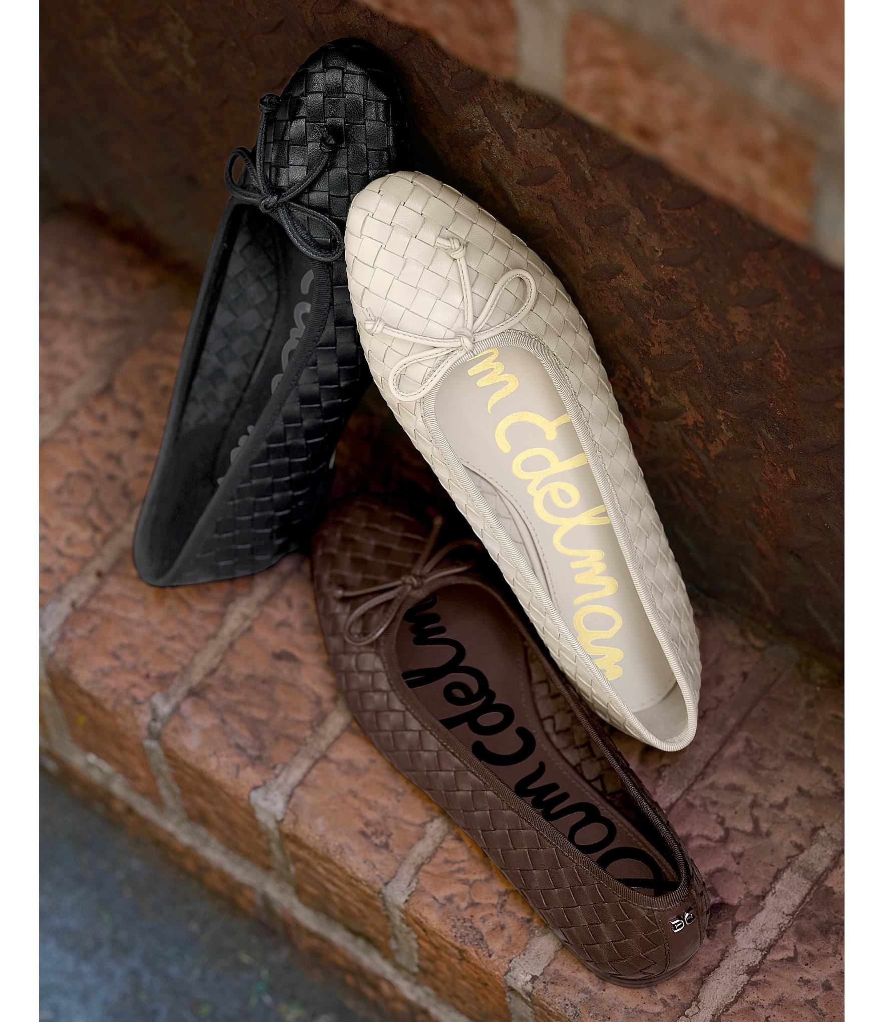 Sam Edelman Ruthie Woven Leather Bow Detail Ballet Flats