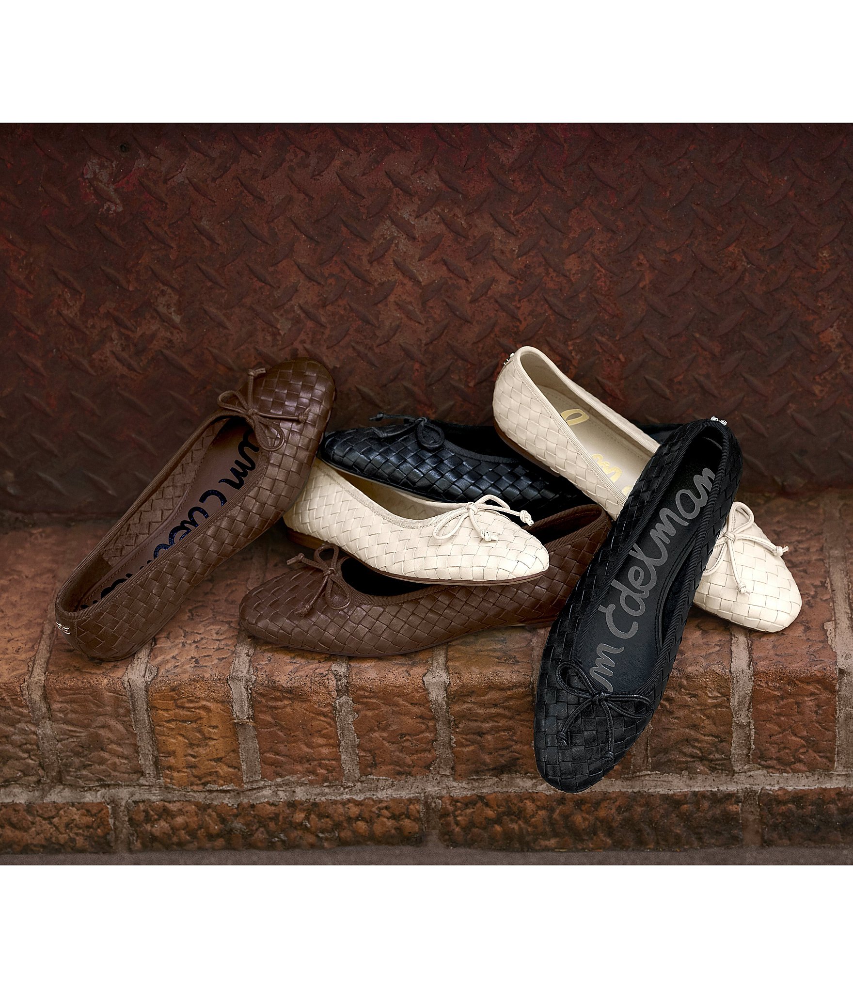 Sam Edelman Ruthie Woven Leather Bow Detail Ballet Flats