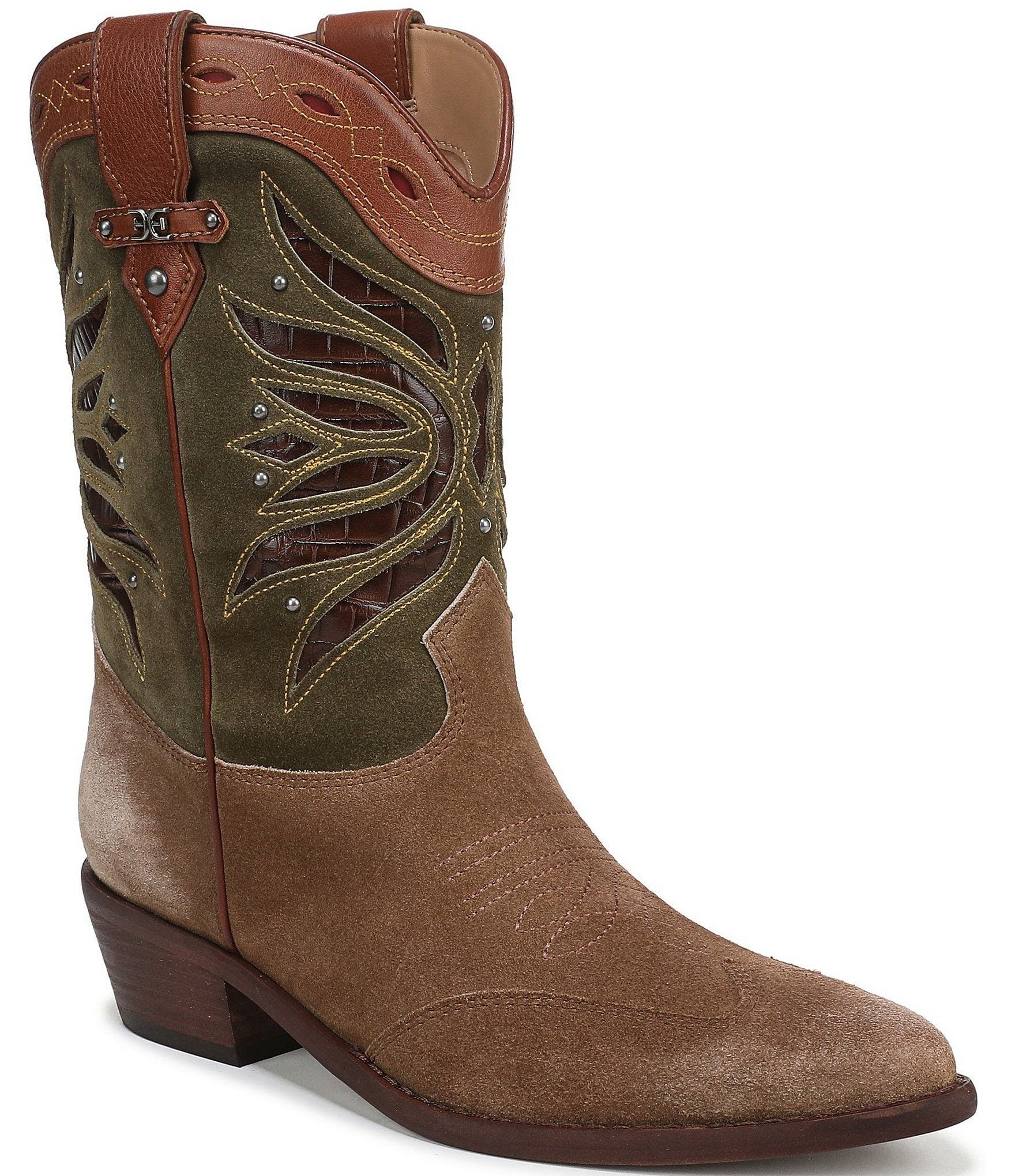 Sam Edelman Rylin Suede Stud Detail Western Booties