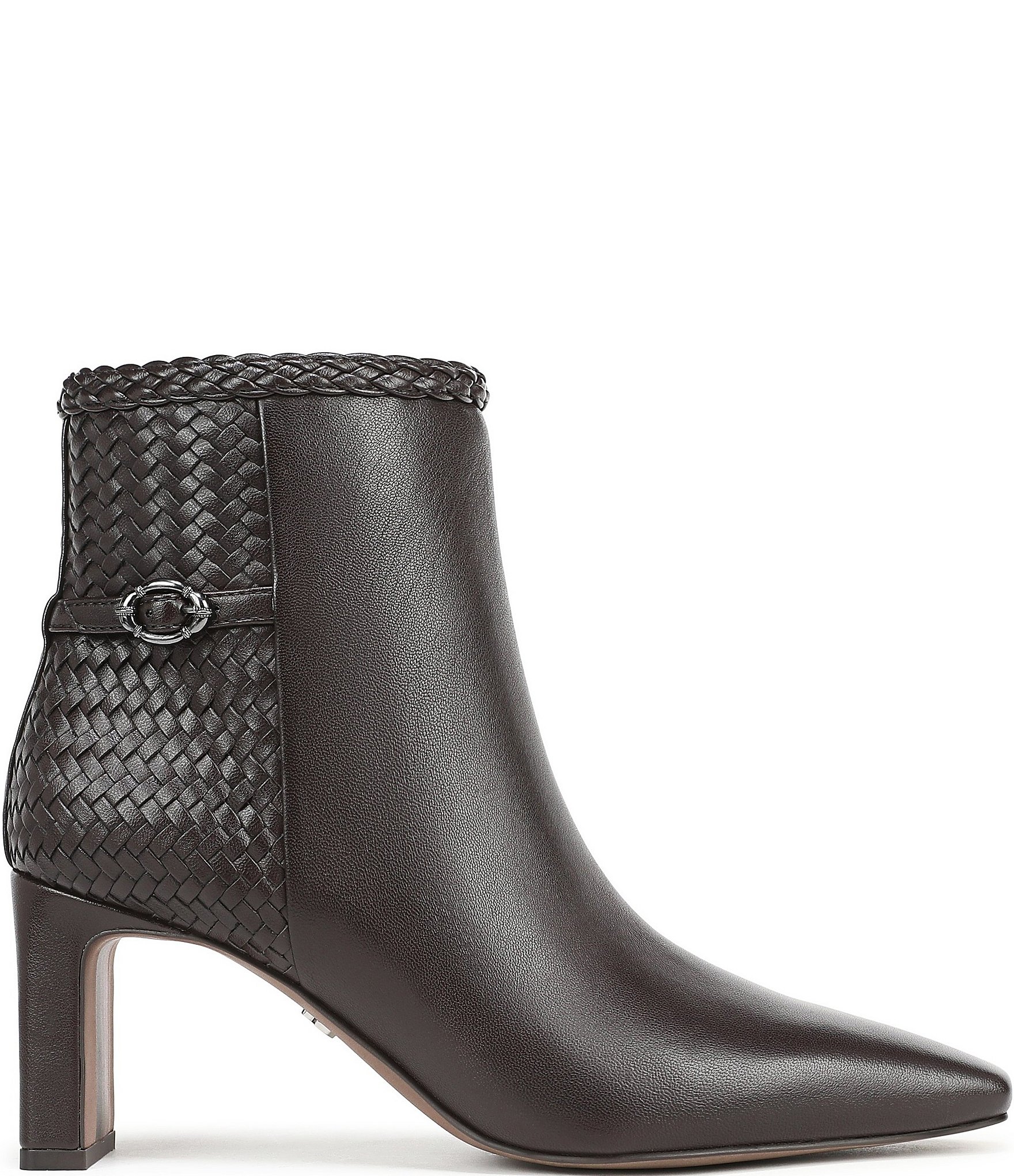 Sam Edelman Saige Leather Woven Snip Toe Dress Booties