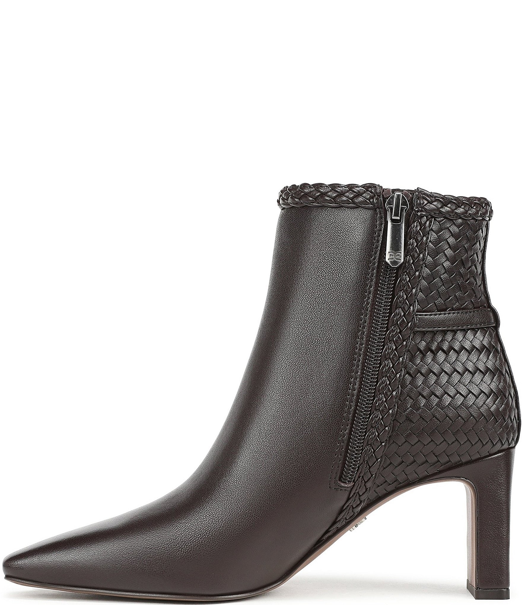 Sam Edelman Saige Leather Woven Snip Toe Dress Booties