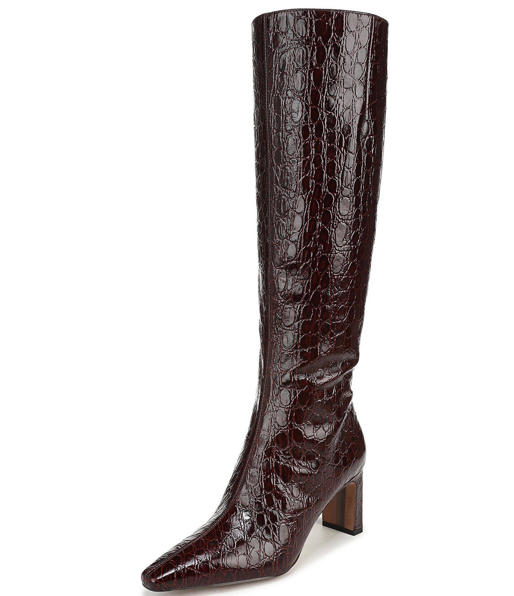 Sam Edelman Sylvia Crocodile Embossed Leather Tall Dress Boots