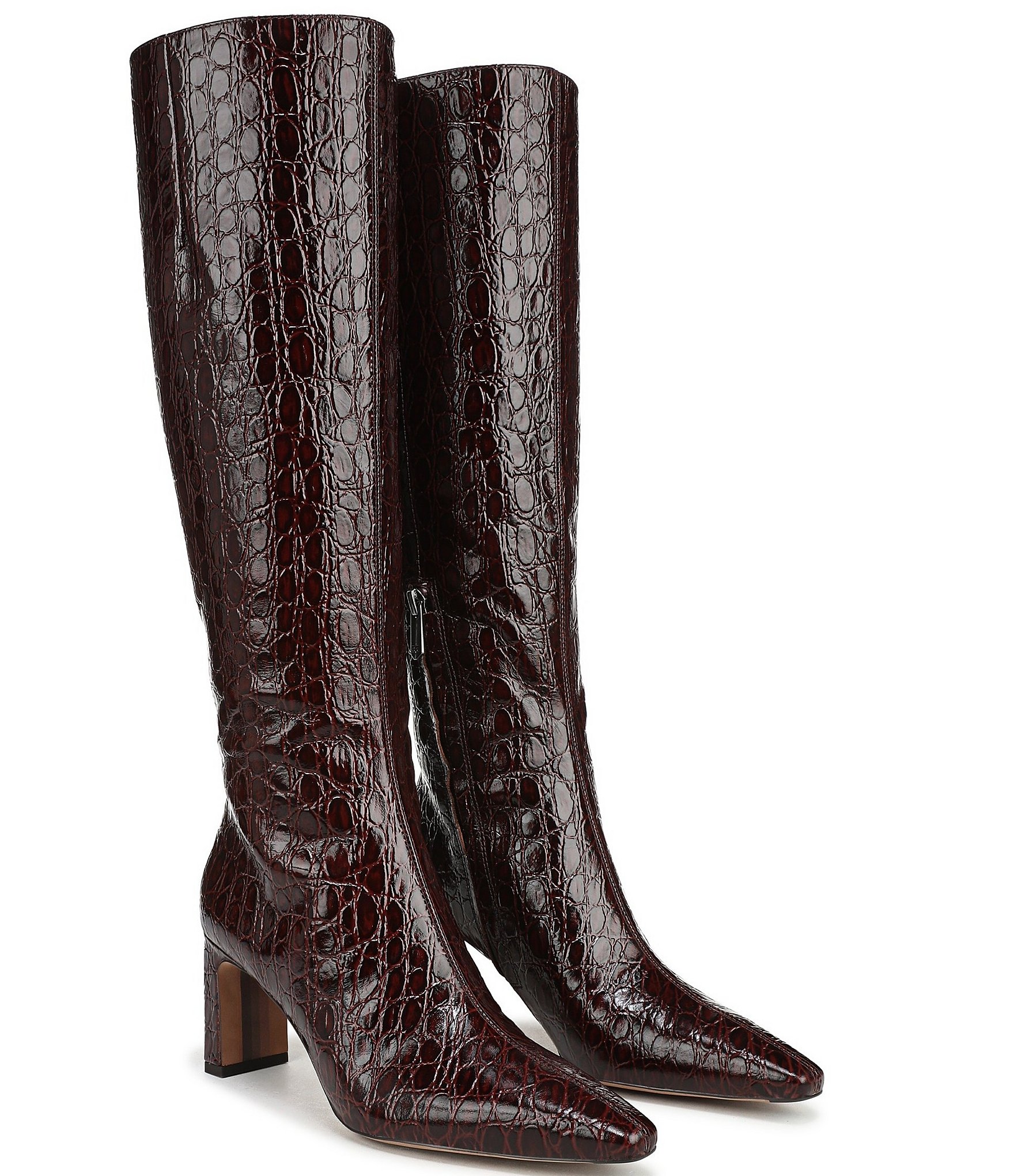 Sam Edelman Sylvia Crocodile Embossed Leather Tall Dress Boots