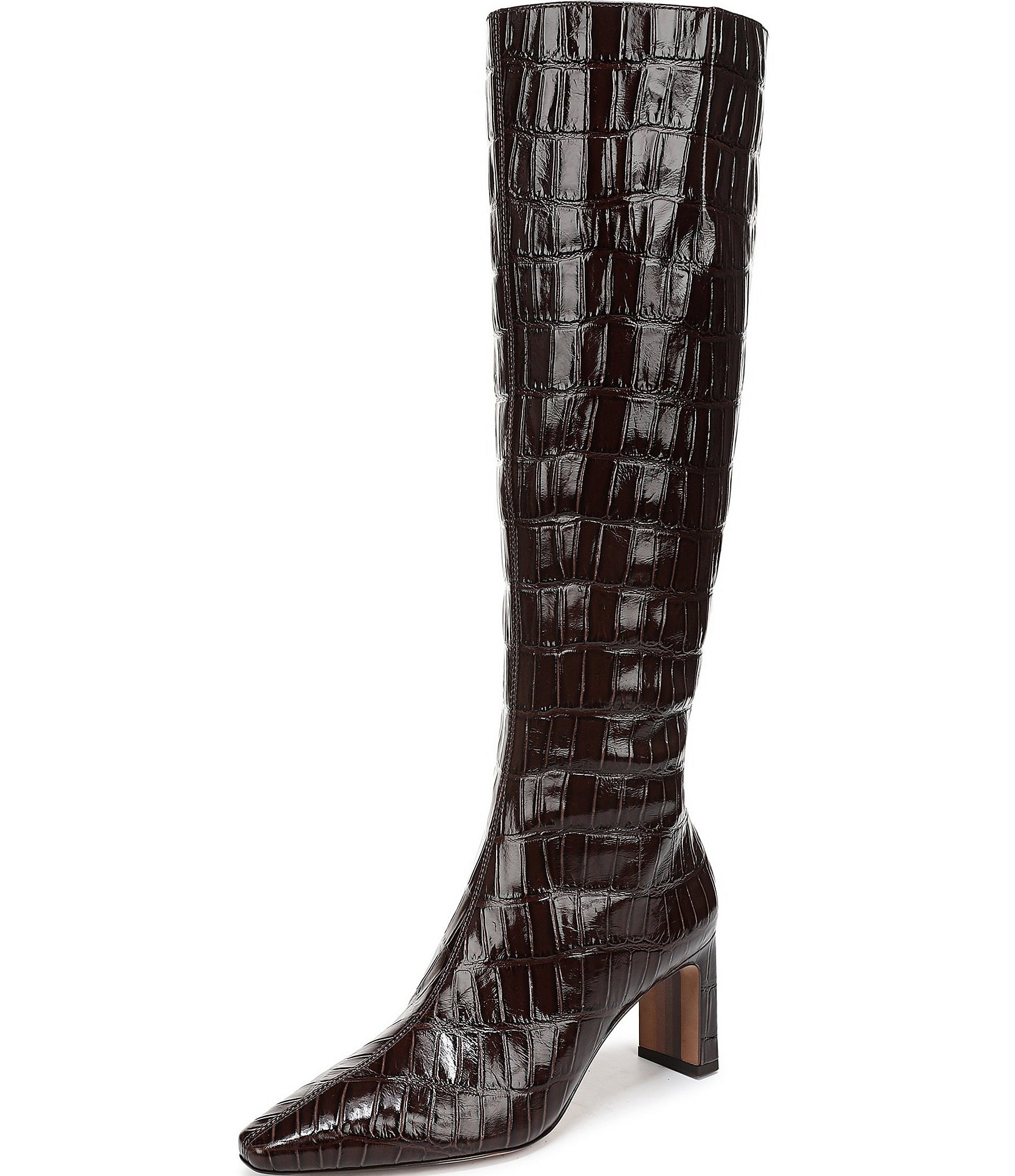 Sam Edelman Sylvia Crocodile Embossed Leather Tall Dress Boots