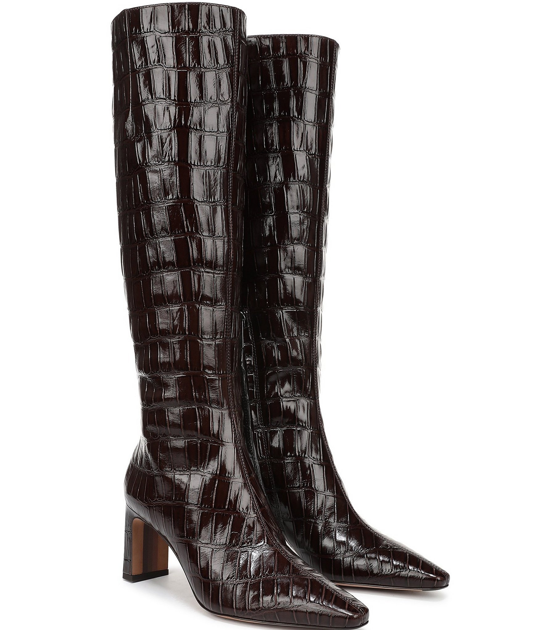 Sam Edelman Sylvia Crocodile Embossed Leather Tall Dress Boots