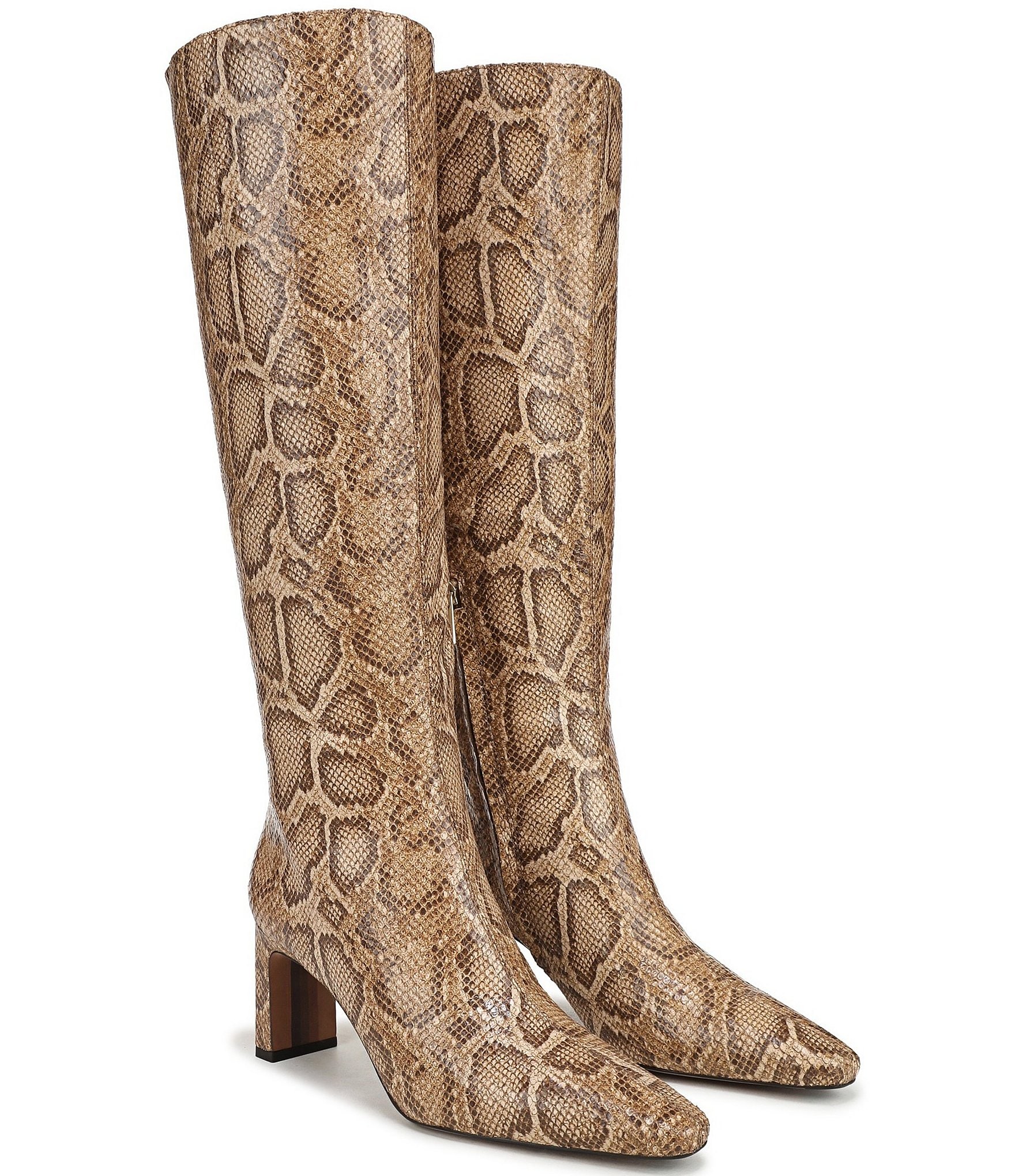 Sam Edelman Sylvia Snake Print Leather Tall Dress Boots