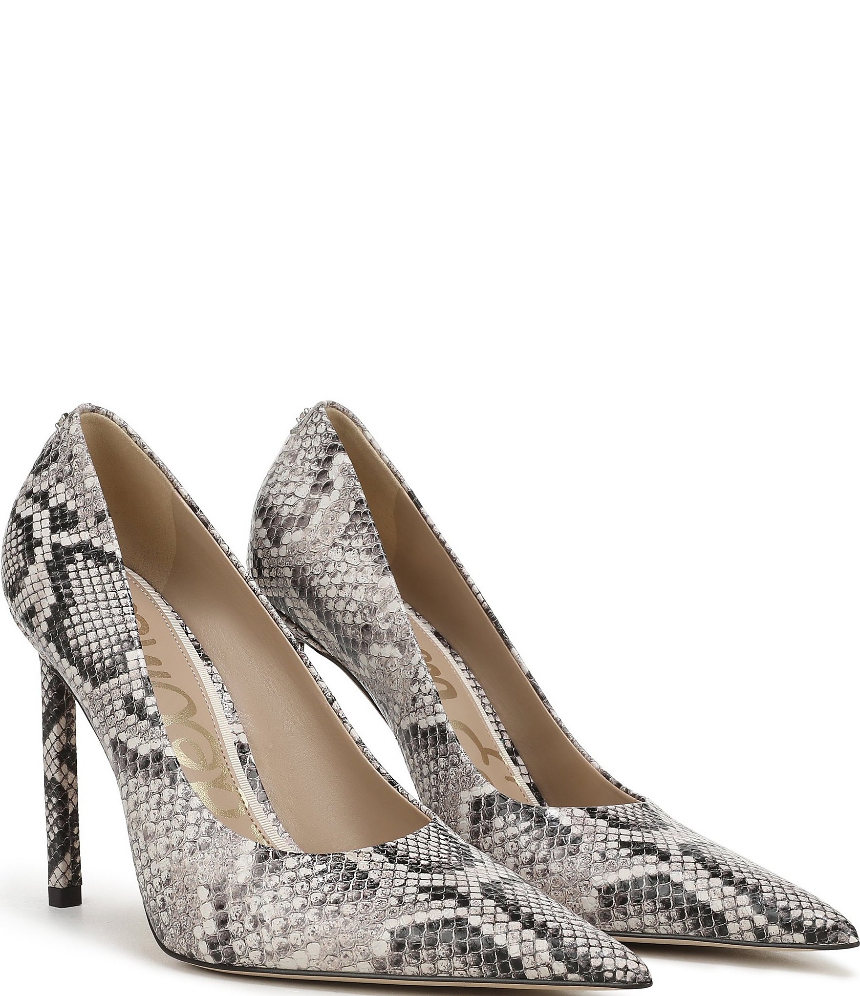 Sam Edelman Talula Python Print Leather Pointed Toe Stiletto Pumps