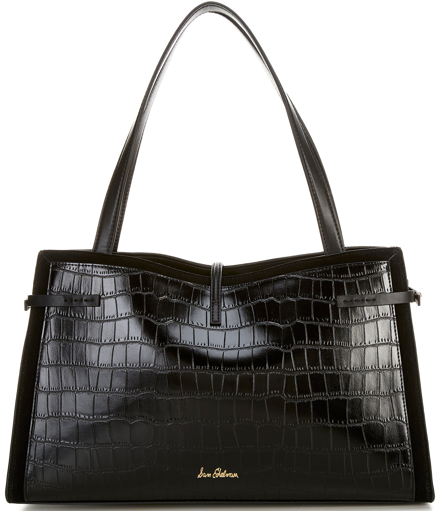 Sam Edelman Taylin Box Crocodile Embossed Tote Bag
