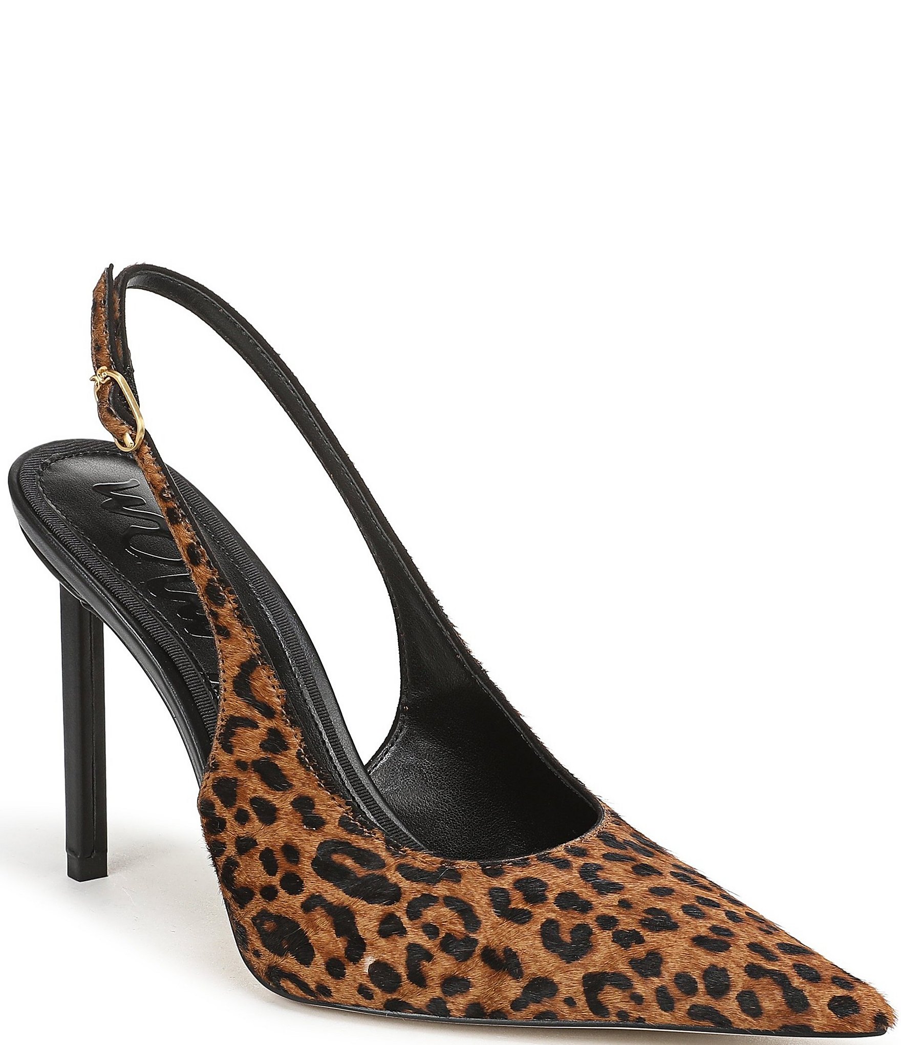 Sam Edelman Tegan Leopard Print Calf Hair Pointed Toe Stiletto Slingback Pumps