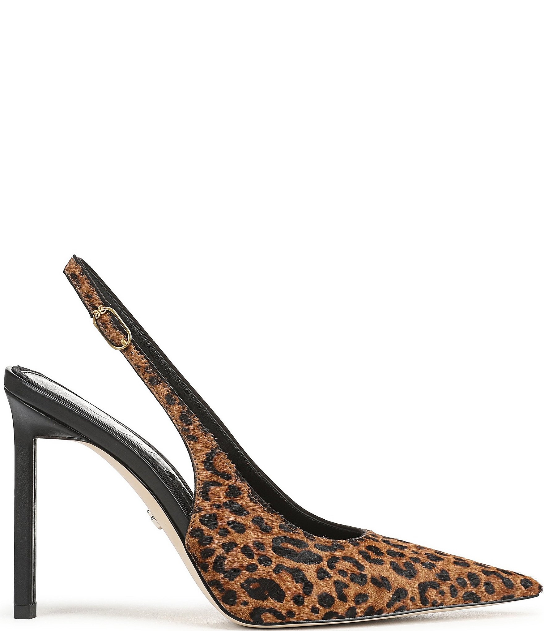 Sam Edelman Tegan Leopard Print Calf Hair Pointed Toe Stiletto Slingback Pumps