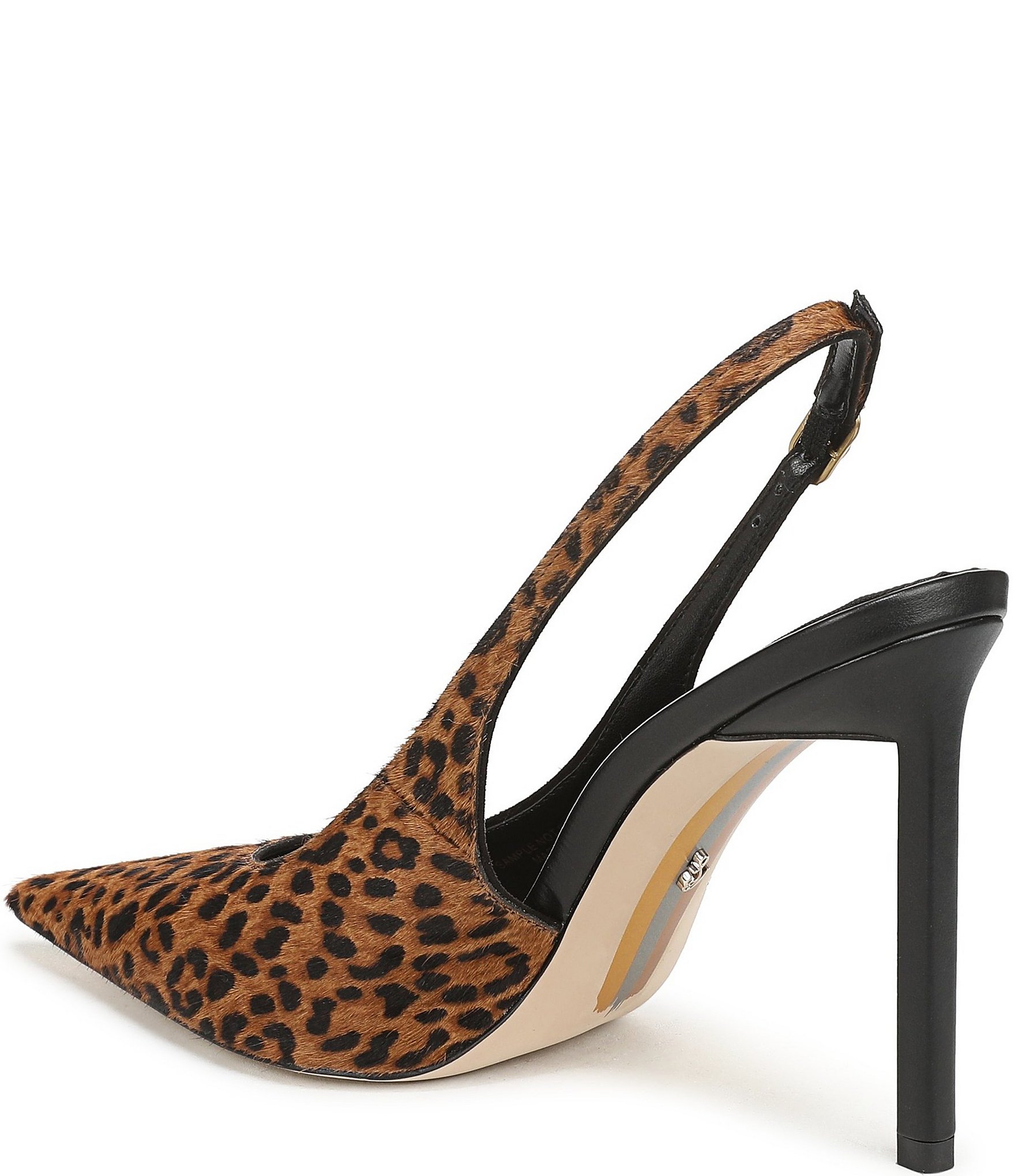 Sam Edelman Tegan Leopard Print Calf Hair Pointed Toe Stiletto Slingback Pumps