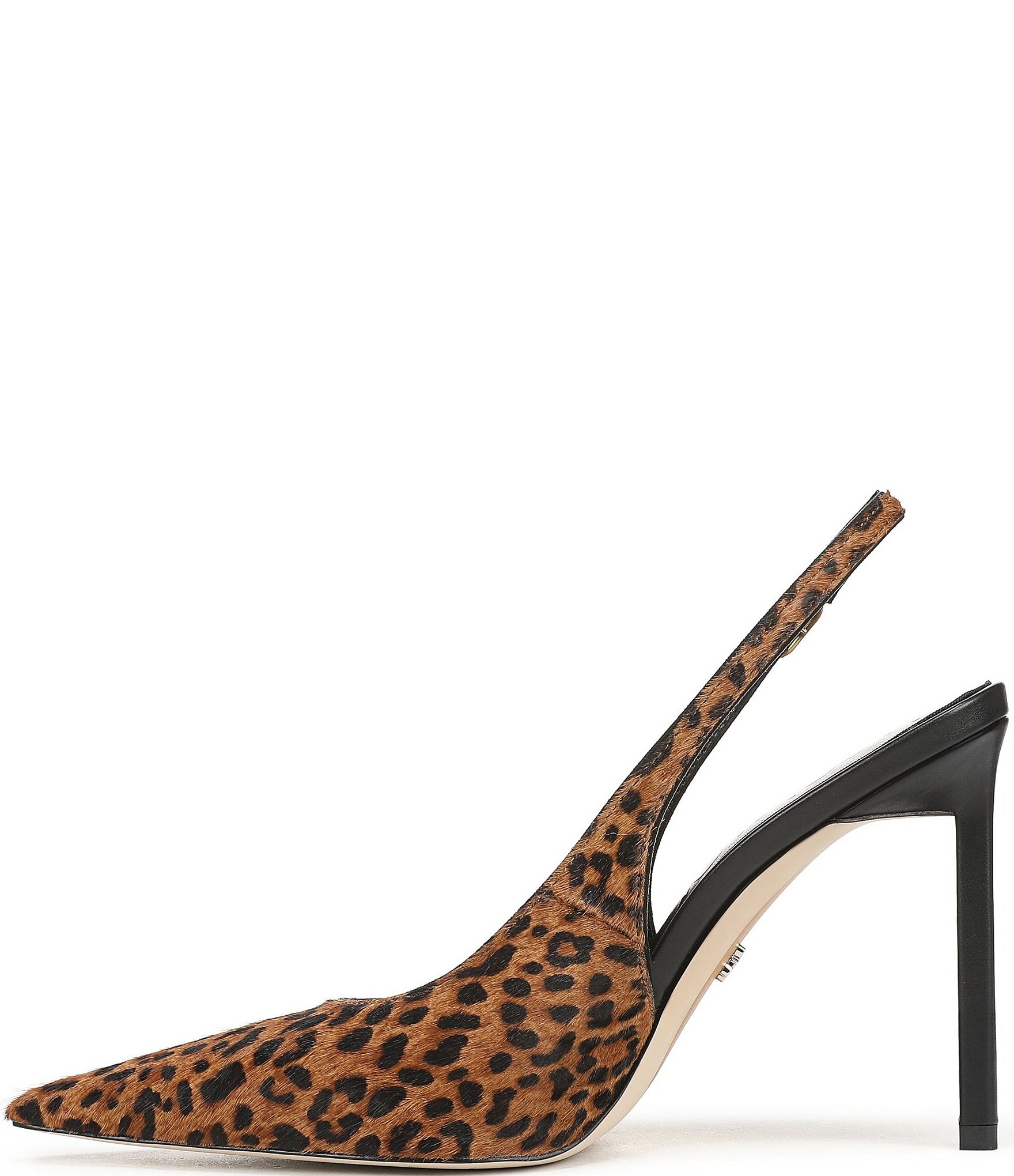 Sam Edelman Tegan Leopard Print Calf Hair Pointed Toe Stiletto Slingback Pumps