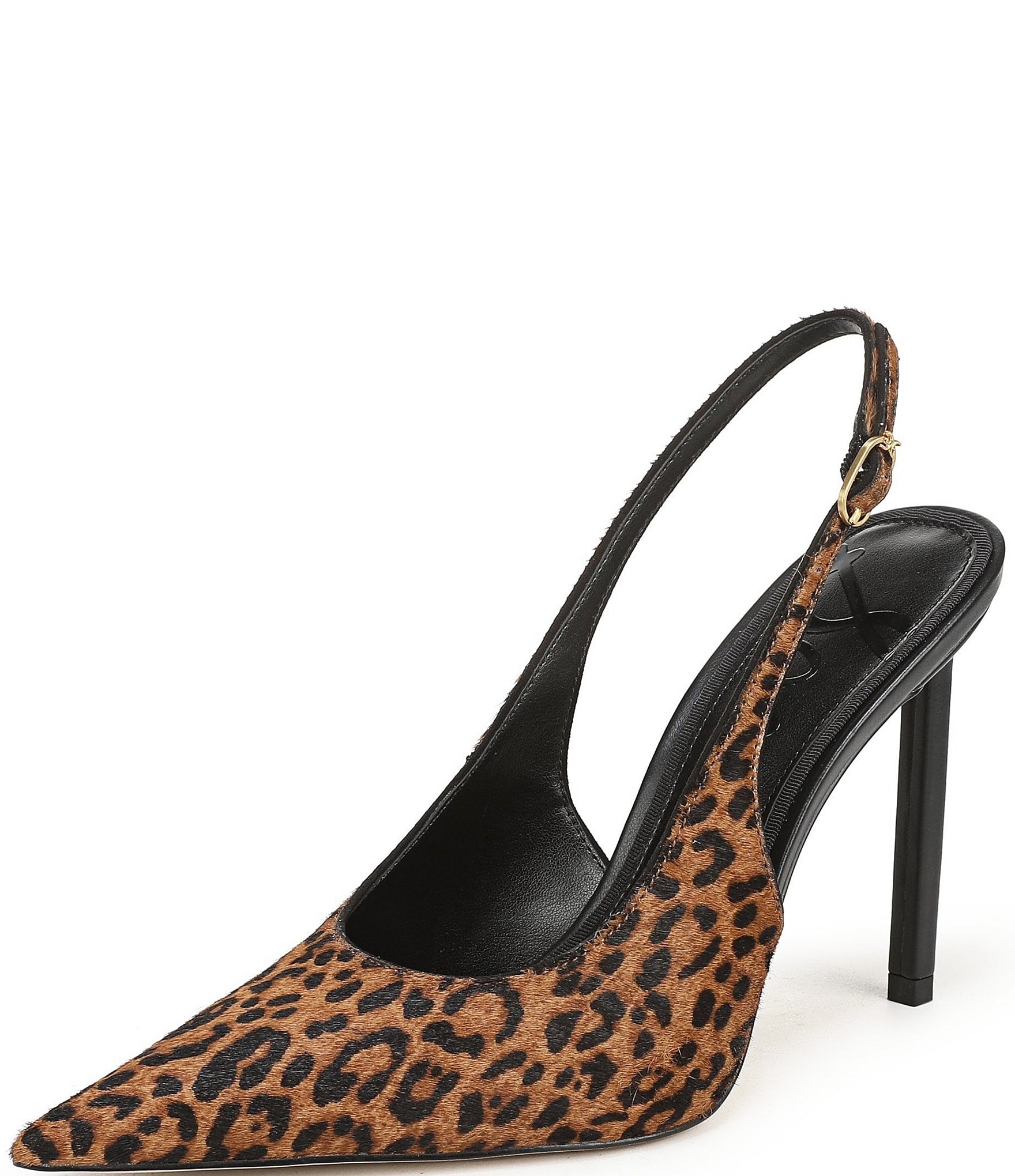 Sam Edelman Tegan Leopard Print Calf Hair Pointed Toe Stiletto Slingback Pumps