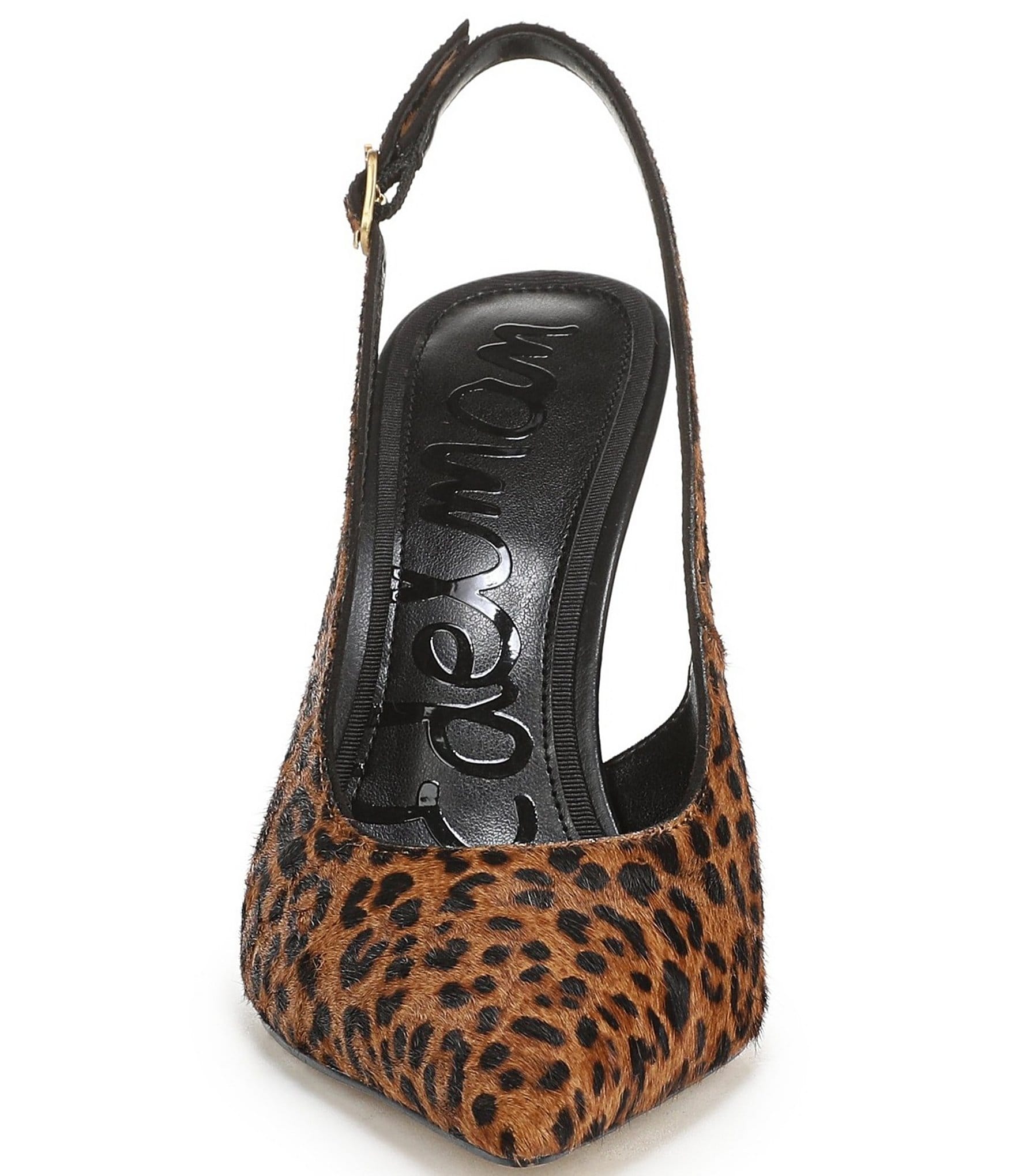 Sam Edelman Tegan Leopard Print Calf Hair Pointed Toe Stiletto Slingback Pumps