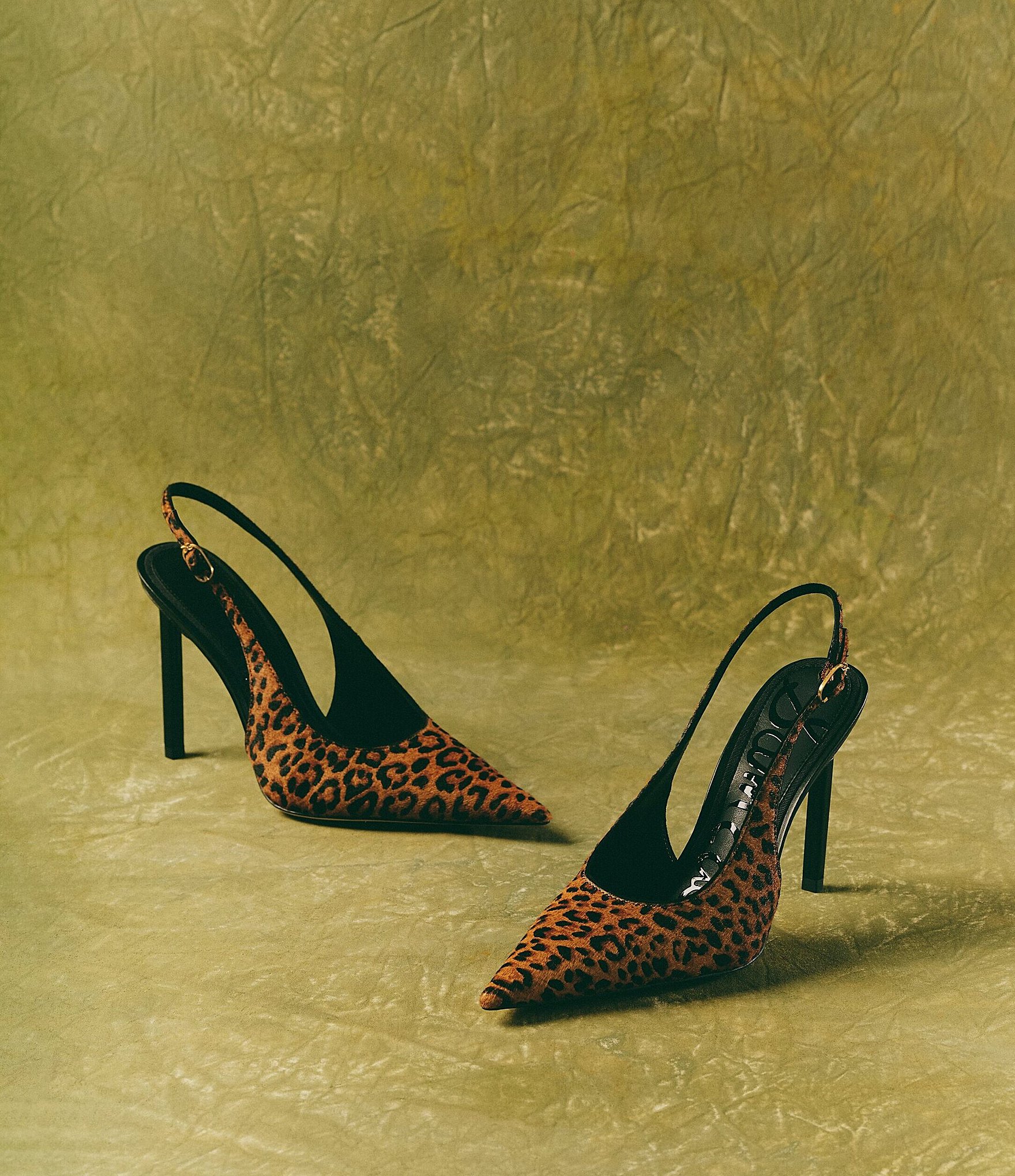 Sam Edelman Tegan Leopard Print Calf Hair Pointed Toe Stiletto Slingback Pumps