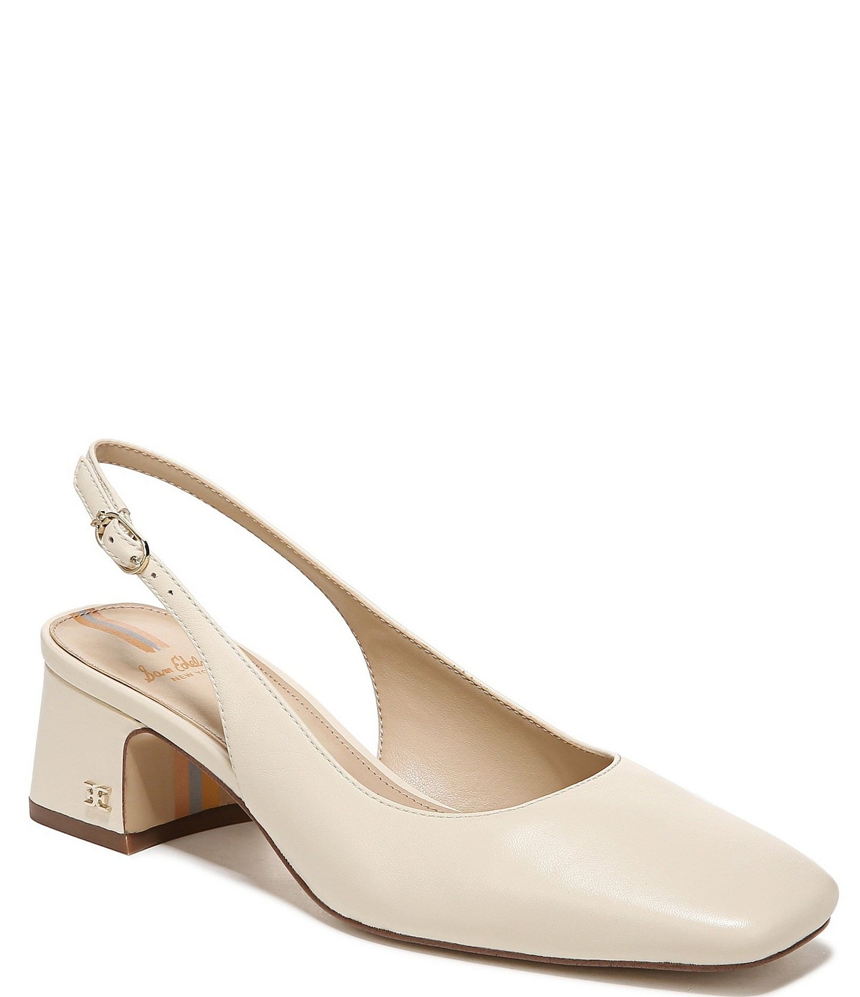 Strap sling back white block heel (C005) – Confetti