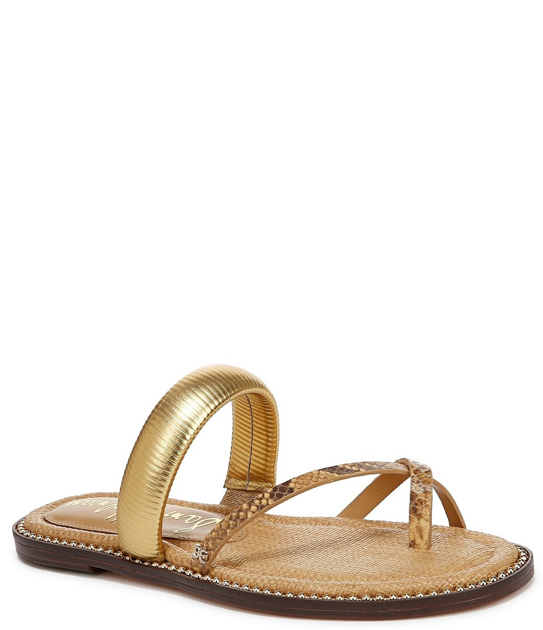 Sam Edelman Tillie Leather Metallic Snake Print Thong Sam Edelman Tillie Leather Metallic Snake Print Thong