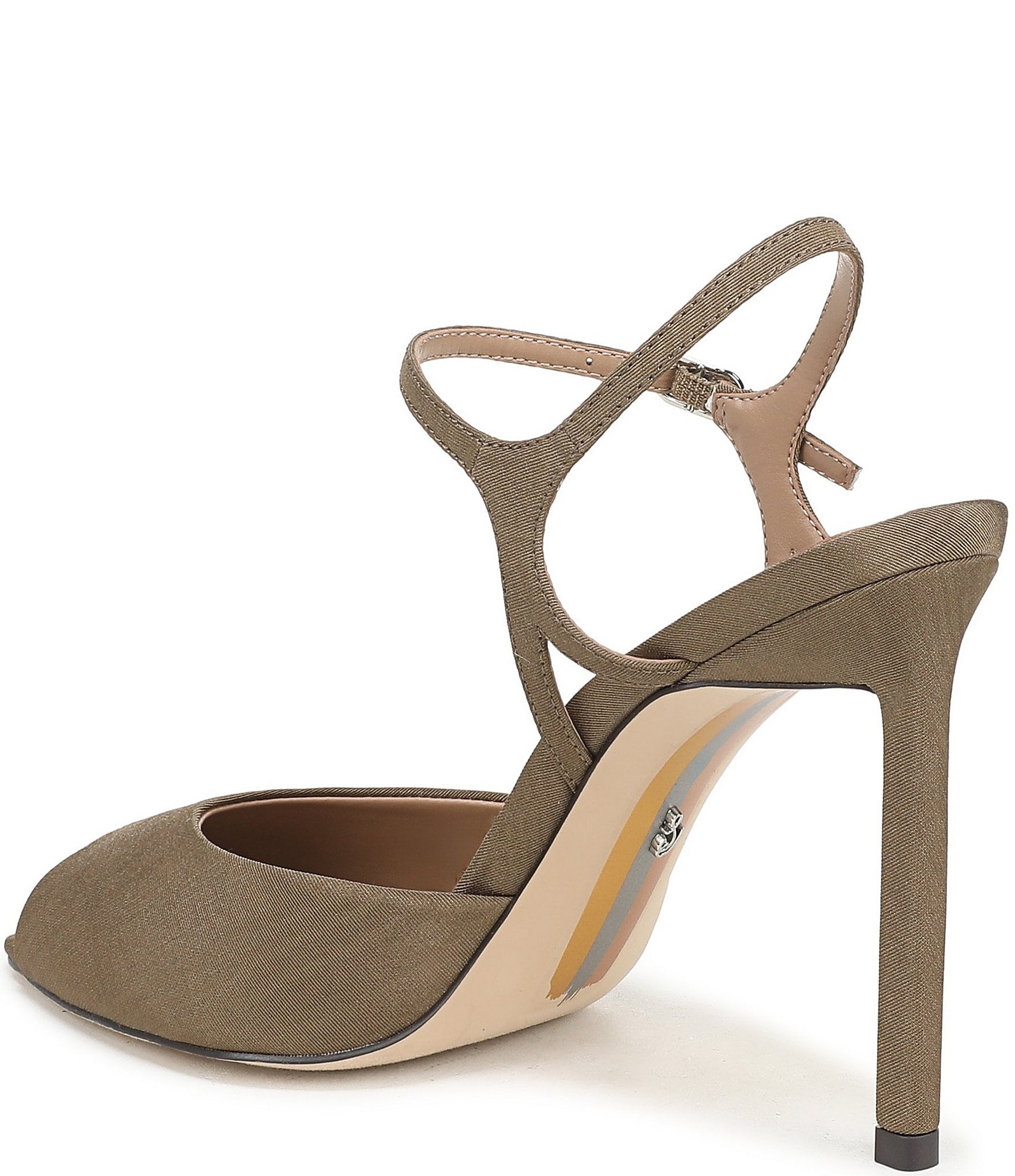 Sam Edelman Tinslie Moire Ankle Strap Pointed Peep Toe Pumps
