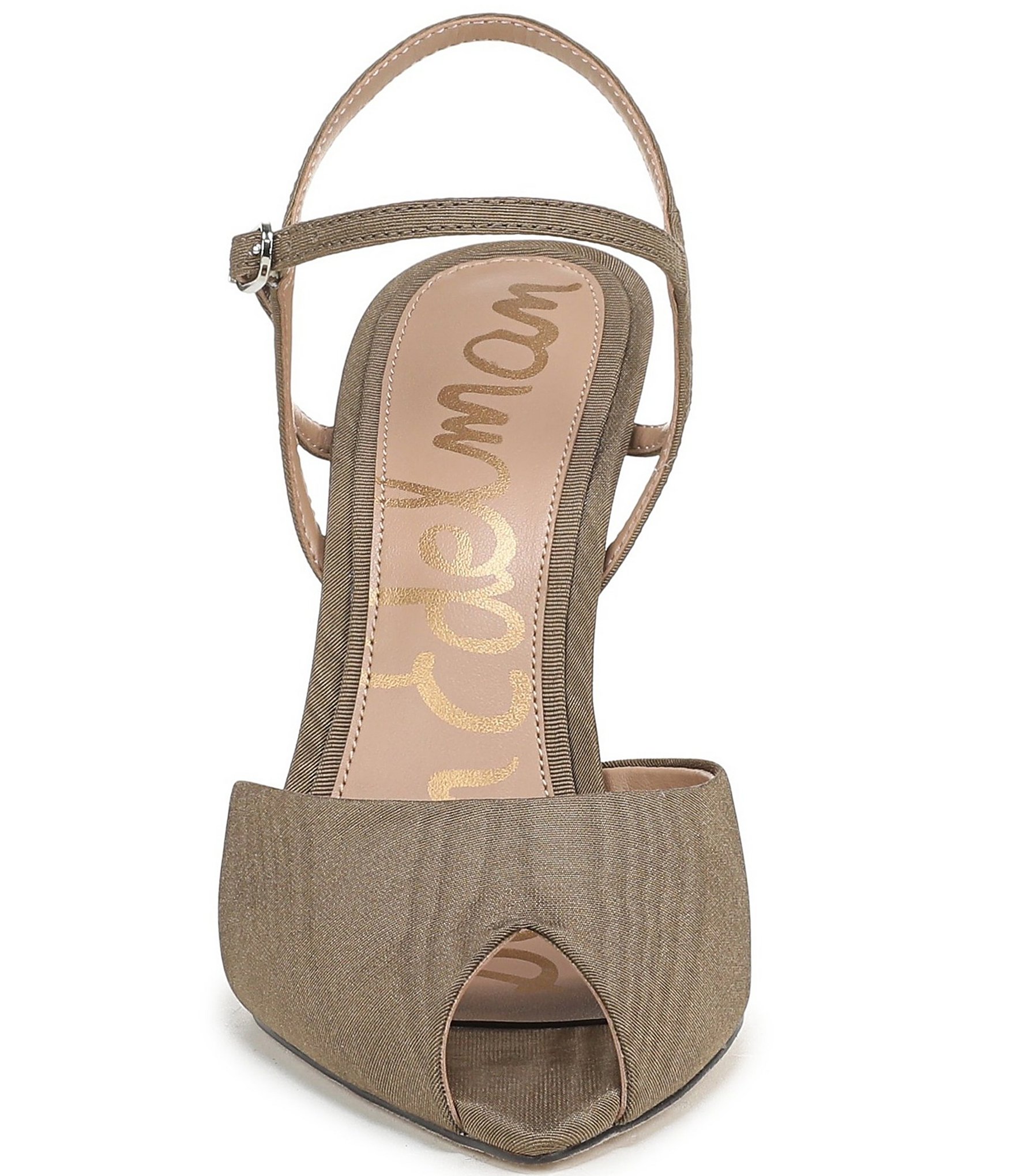 Sam Edelman Tinslie Moire Ankle Strap Pointed Peep Toe Pumps