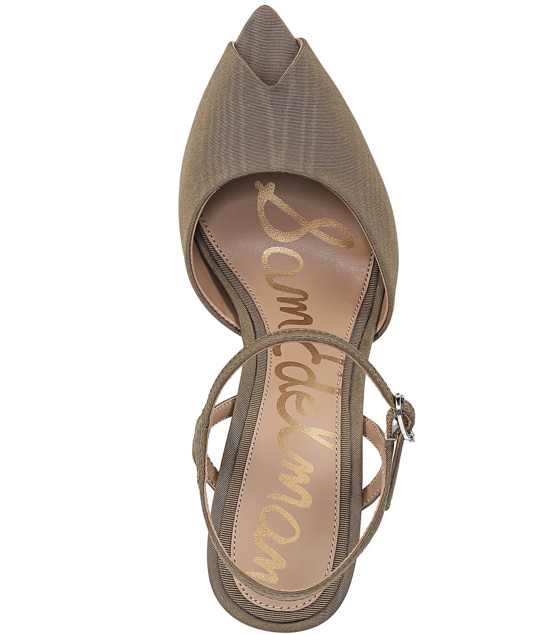Sam Edelman Tinslie Moire Ankle Strap Pointed Peep Toe Pumps