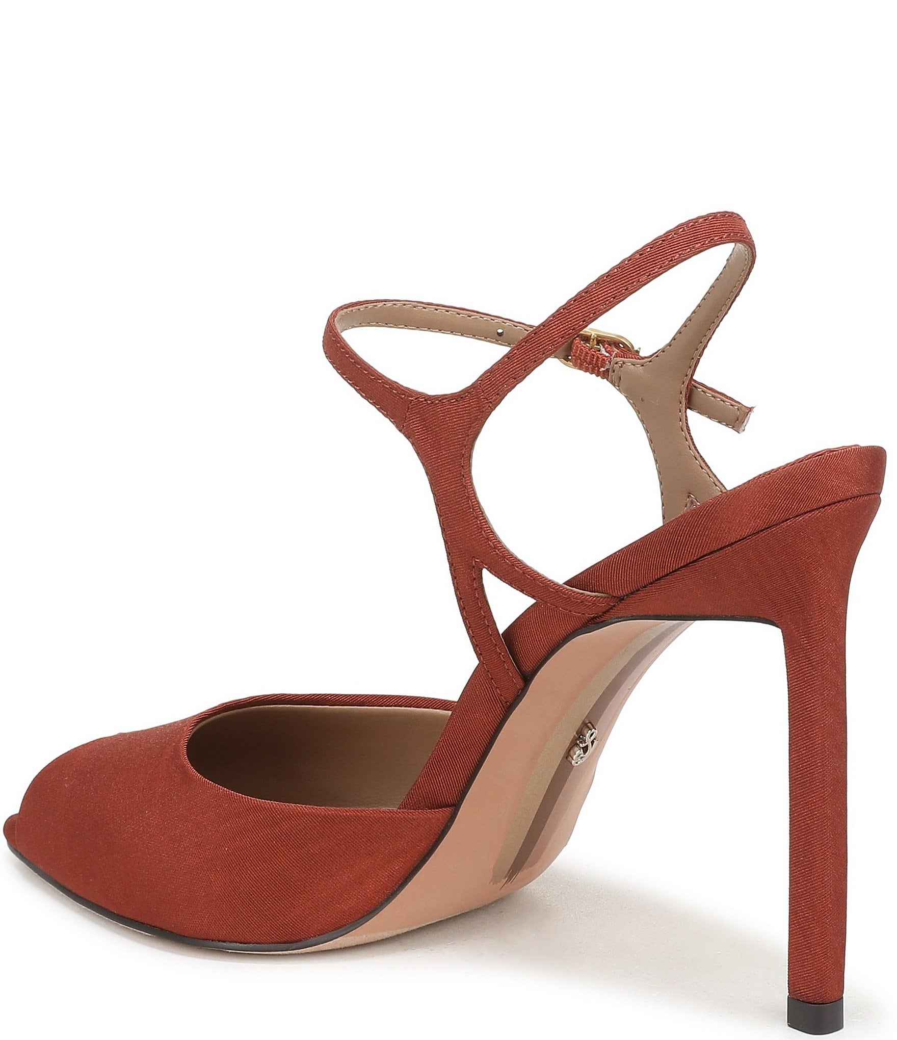 Sam Edelman Tinslie Moire Ankle Strap Pointed Peep Toe Pumps