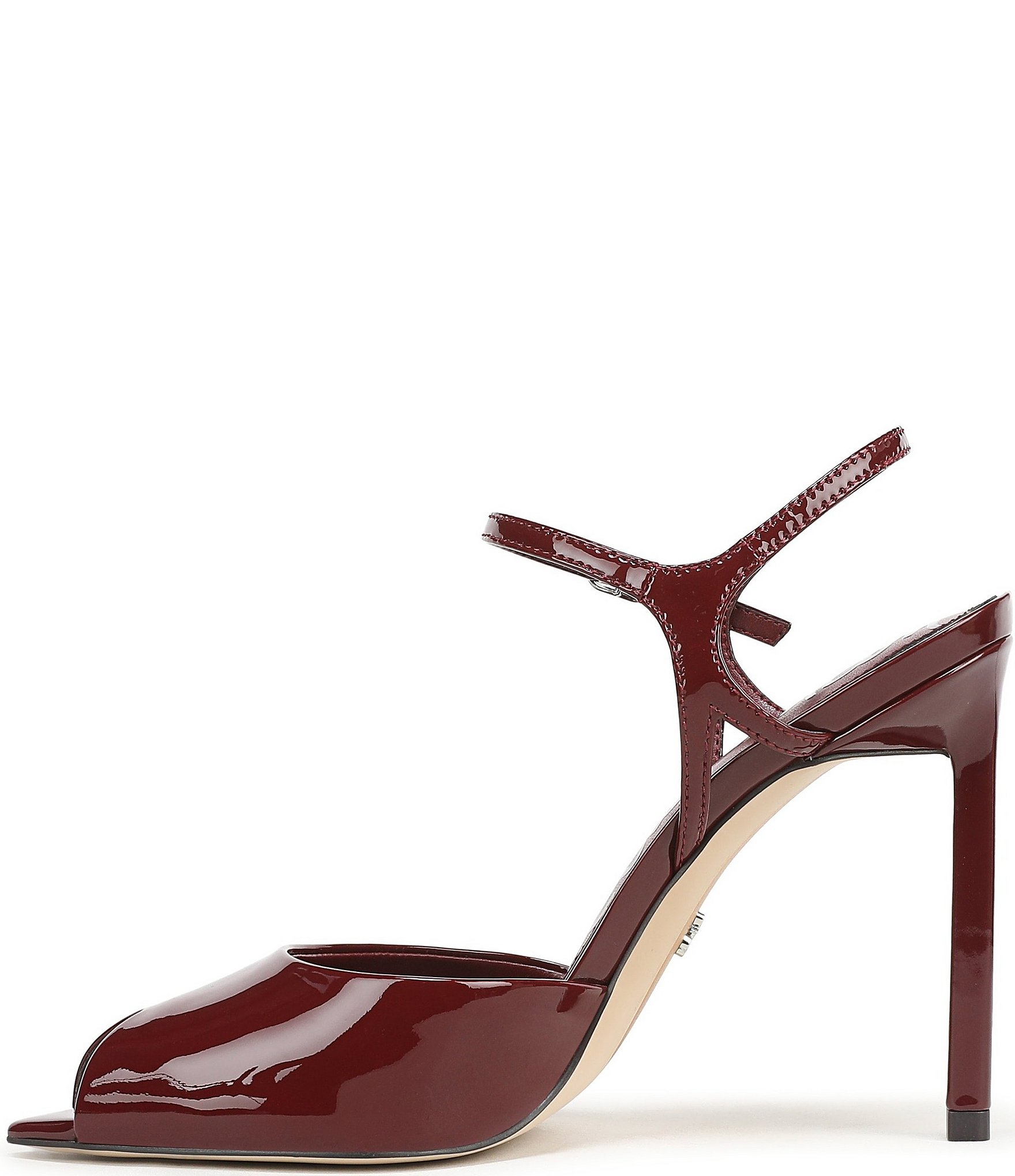 Sam Edelman Tinslie Patent Leather Ankle Strap Pointed Peep Toe Pumps