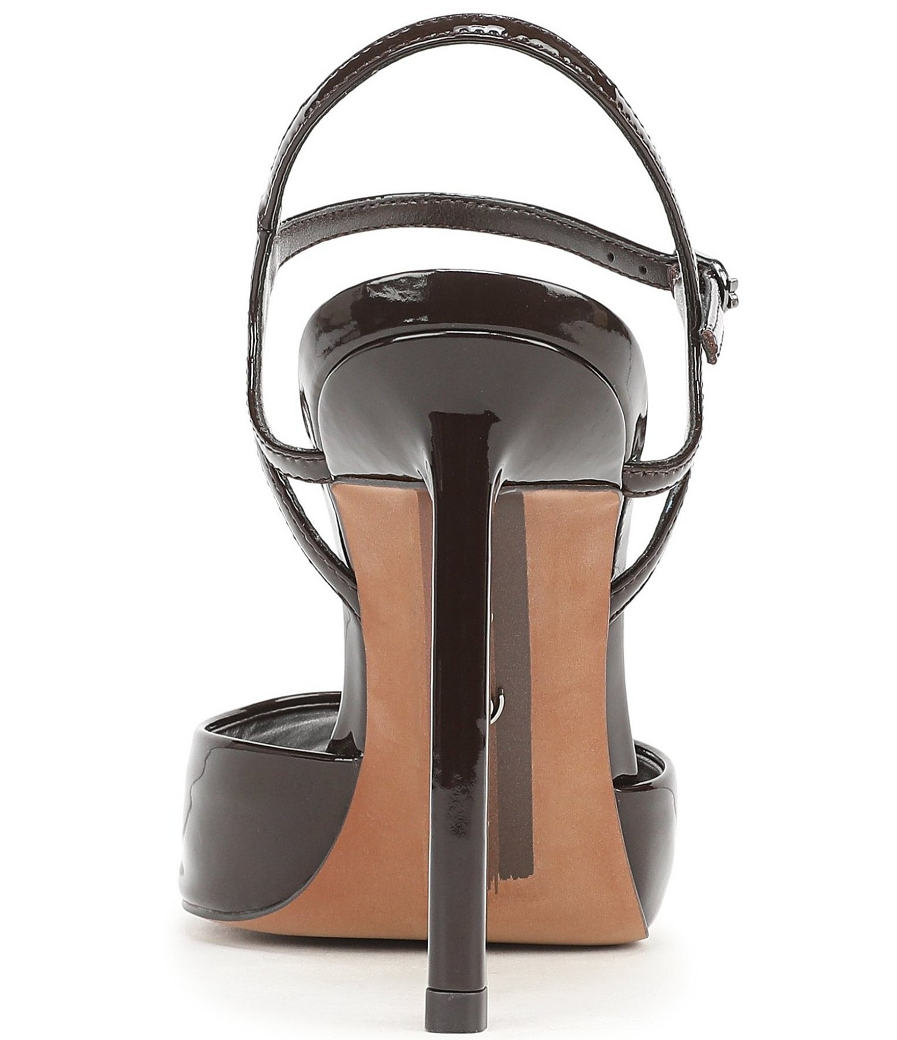 Sam Edelman Tinslie Patent Leather Ankle Strap Pointed Peep Toe Pumps