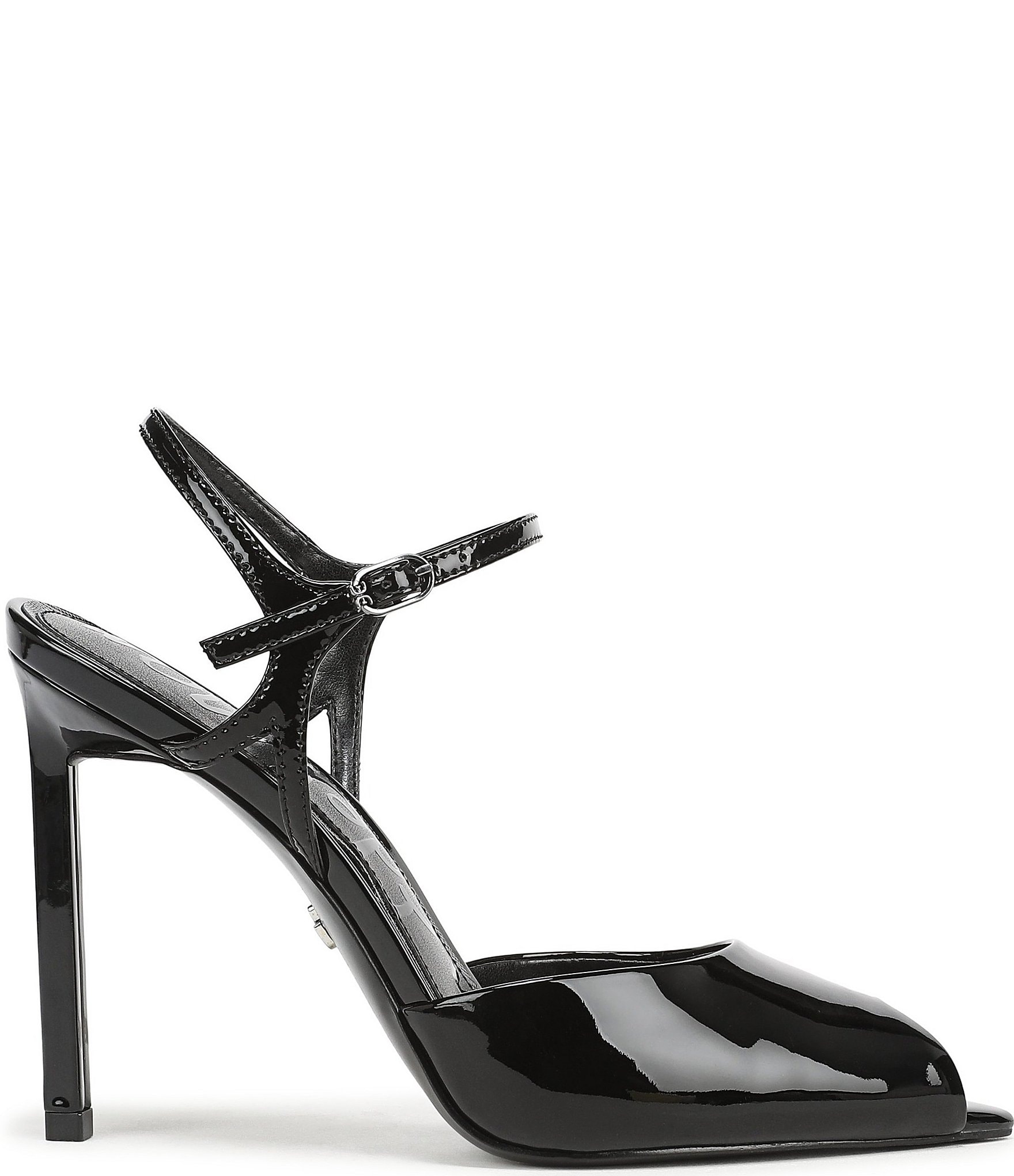 Sam Edelman Tinslie Patent Leather Ankle Strap Pointed Peep Toe Pumps