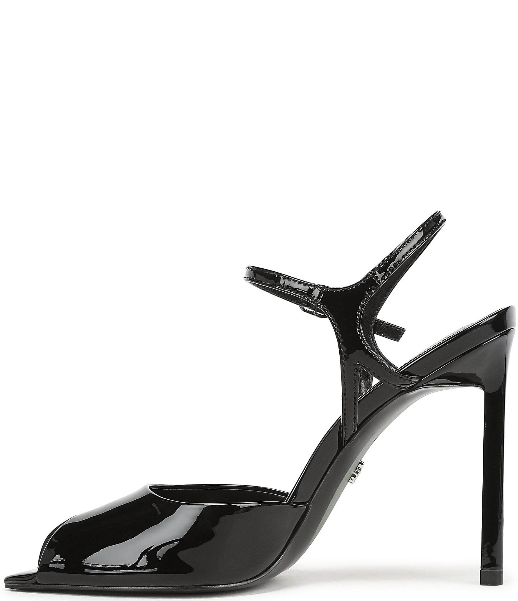 Sam Edelman Tinslie Patent Leather Ankle Strap Pointed Peep Toe Pumps