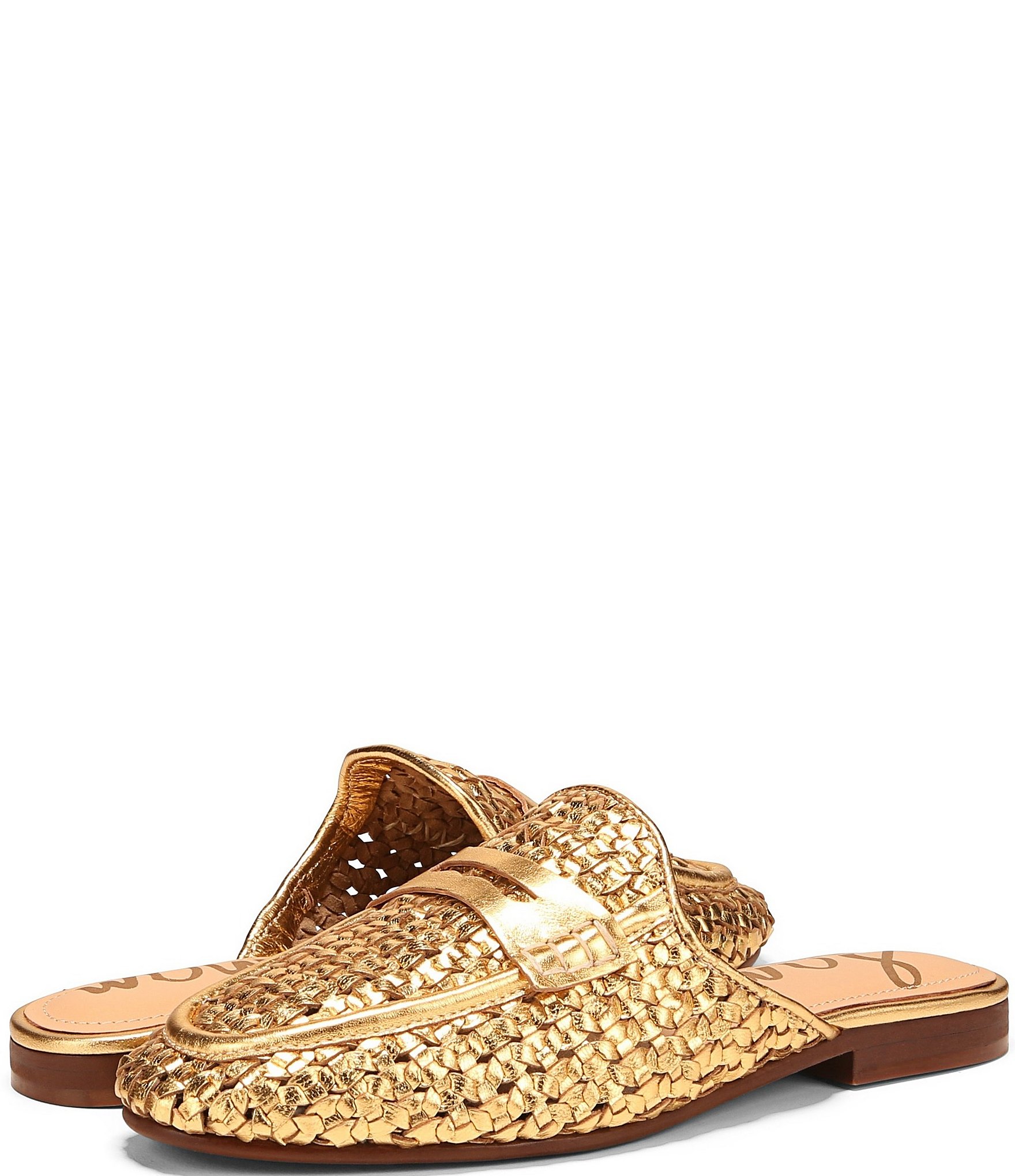 Sam Edelman Tullie Woven Metallic Leather Mules