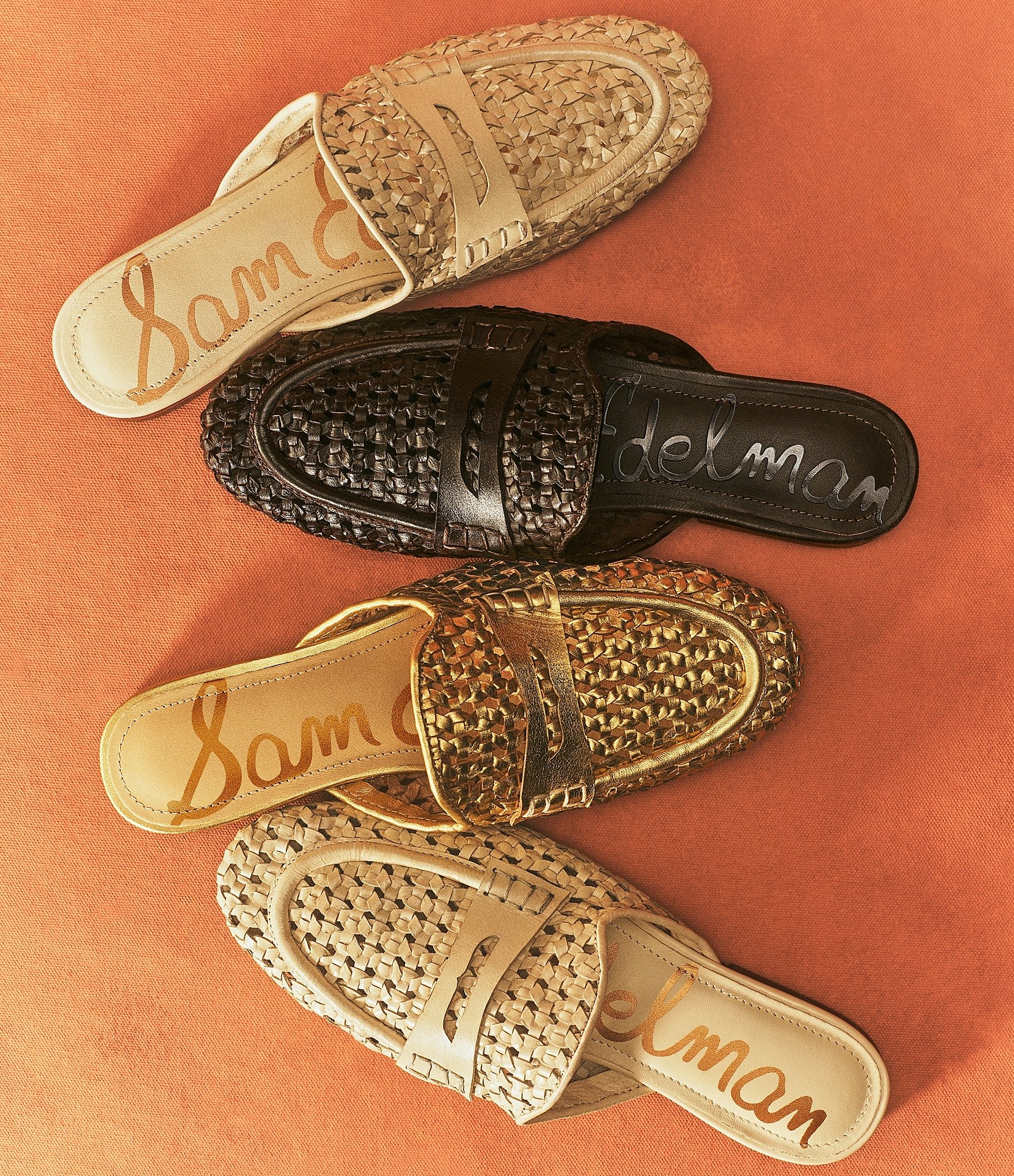 Sam Edelman Tullie Woven Metallic Leather Mules